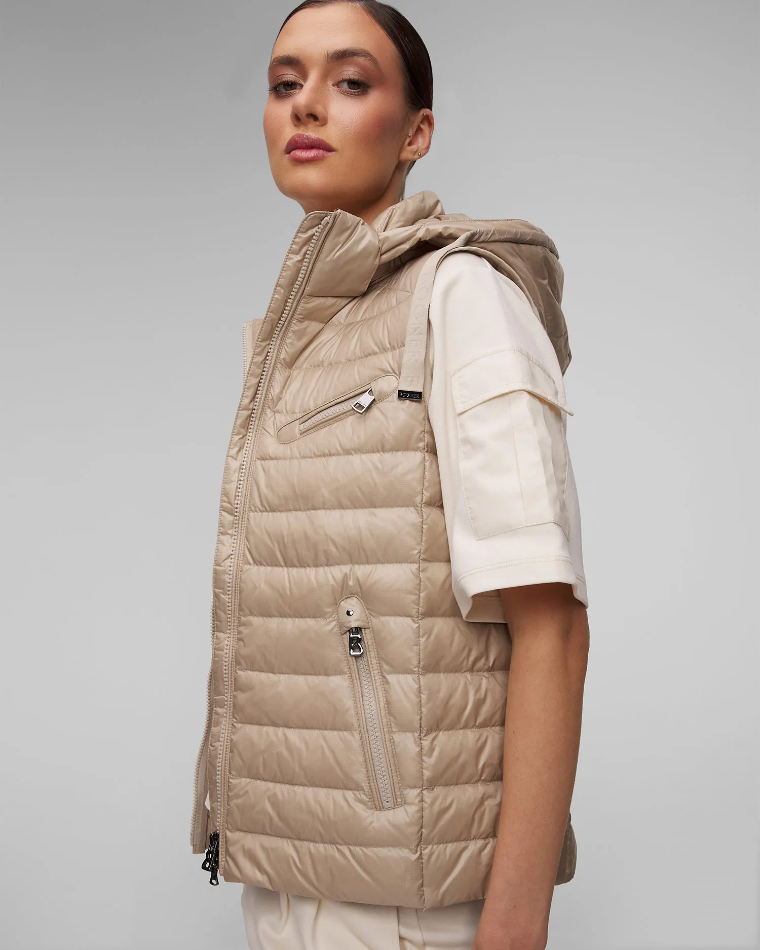 Gilet beige con piumino da donna BOGNER Florisa-D1 36877261-762