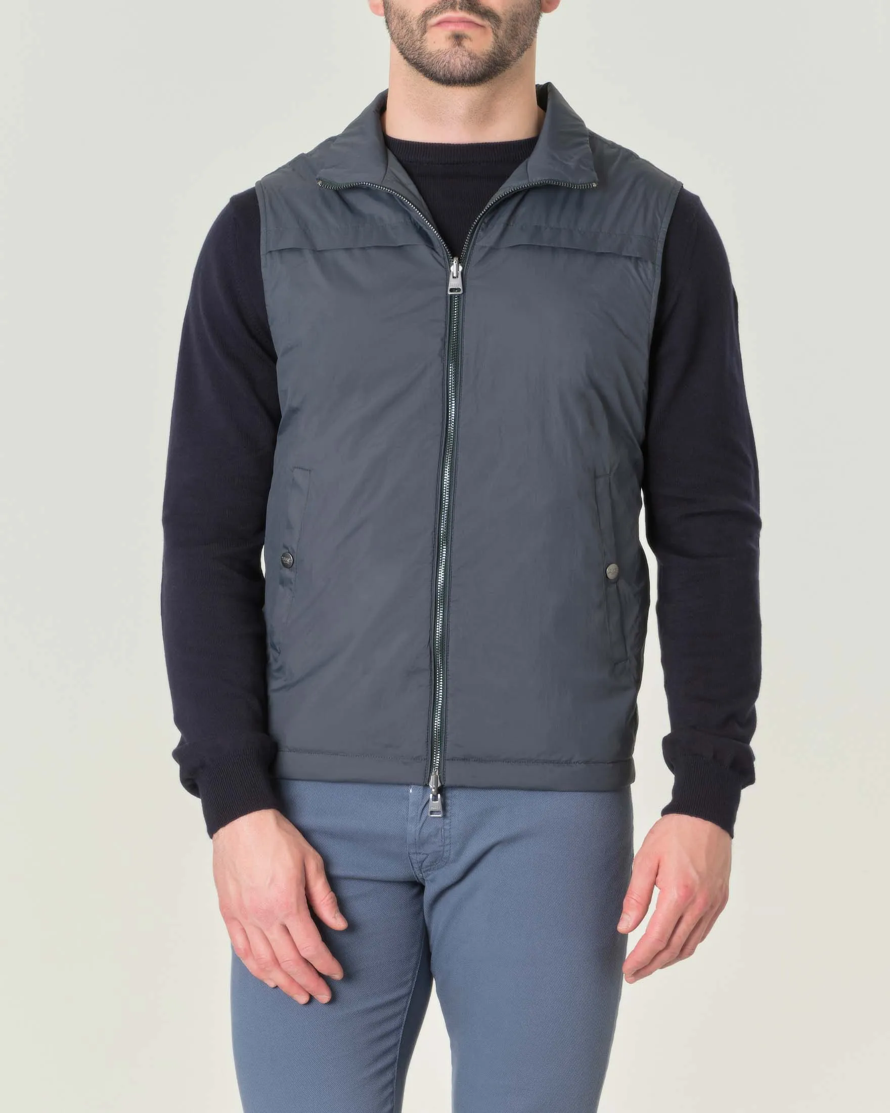 Gilet Billy ottanio in nylon liscio reversibile in trapuntatura a rombi