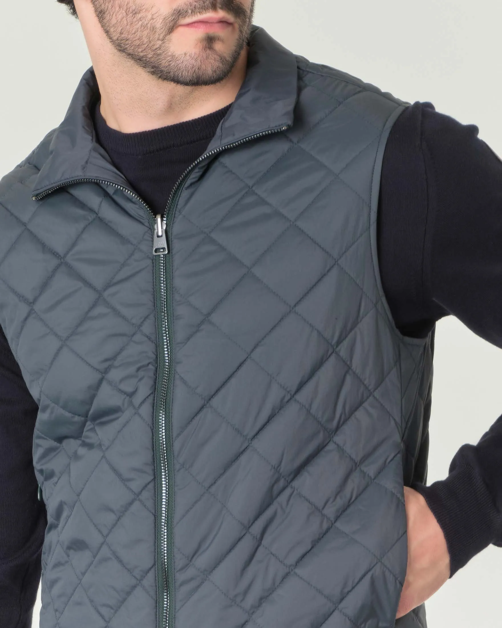 Gilet Billy ottanio in nylon liscio reversibile in trapuntatura a rombi