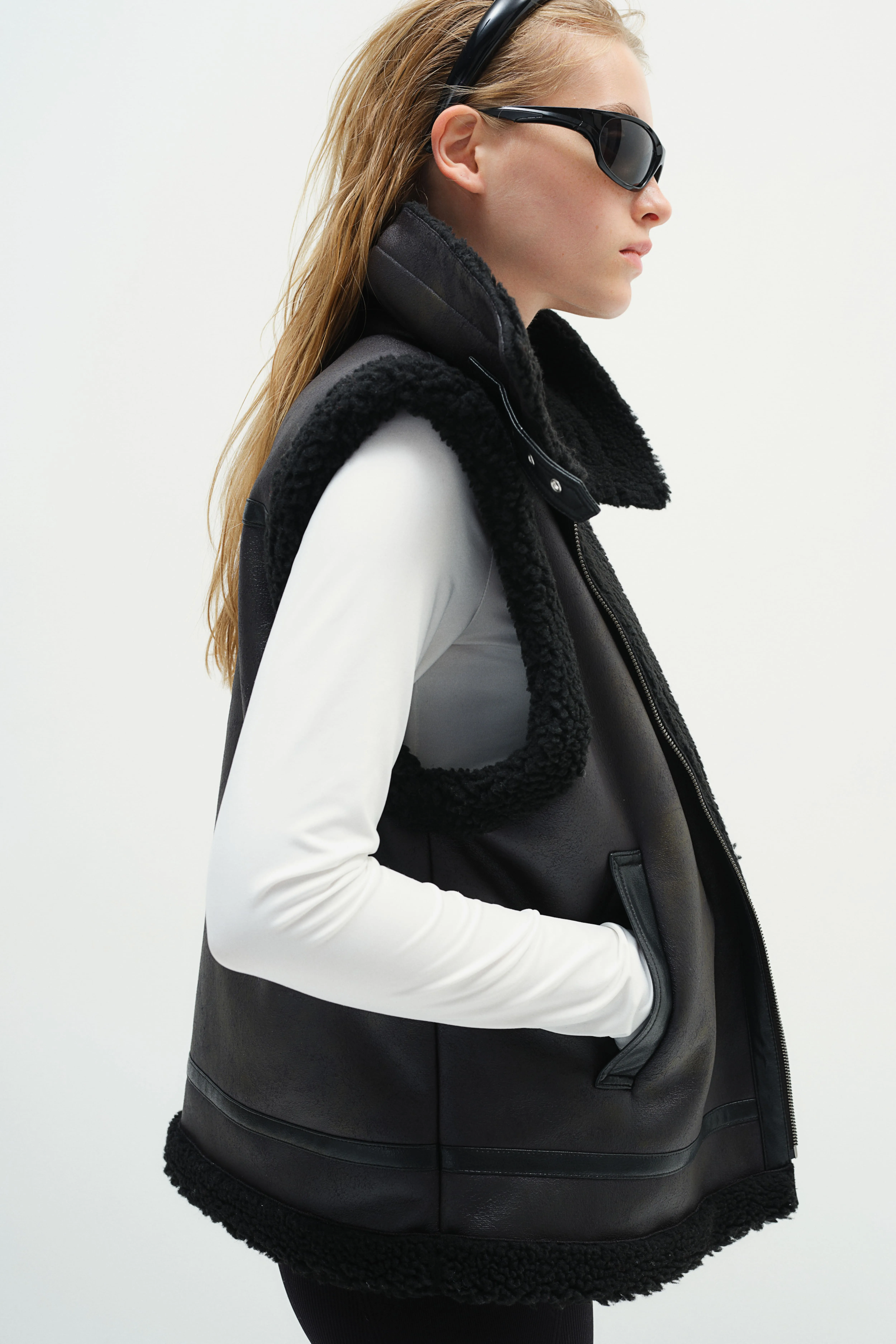 Gilet con fodera in pelliccia di pile