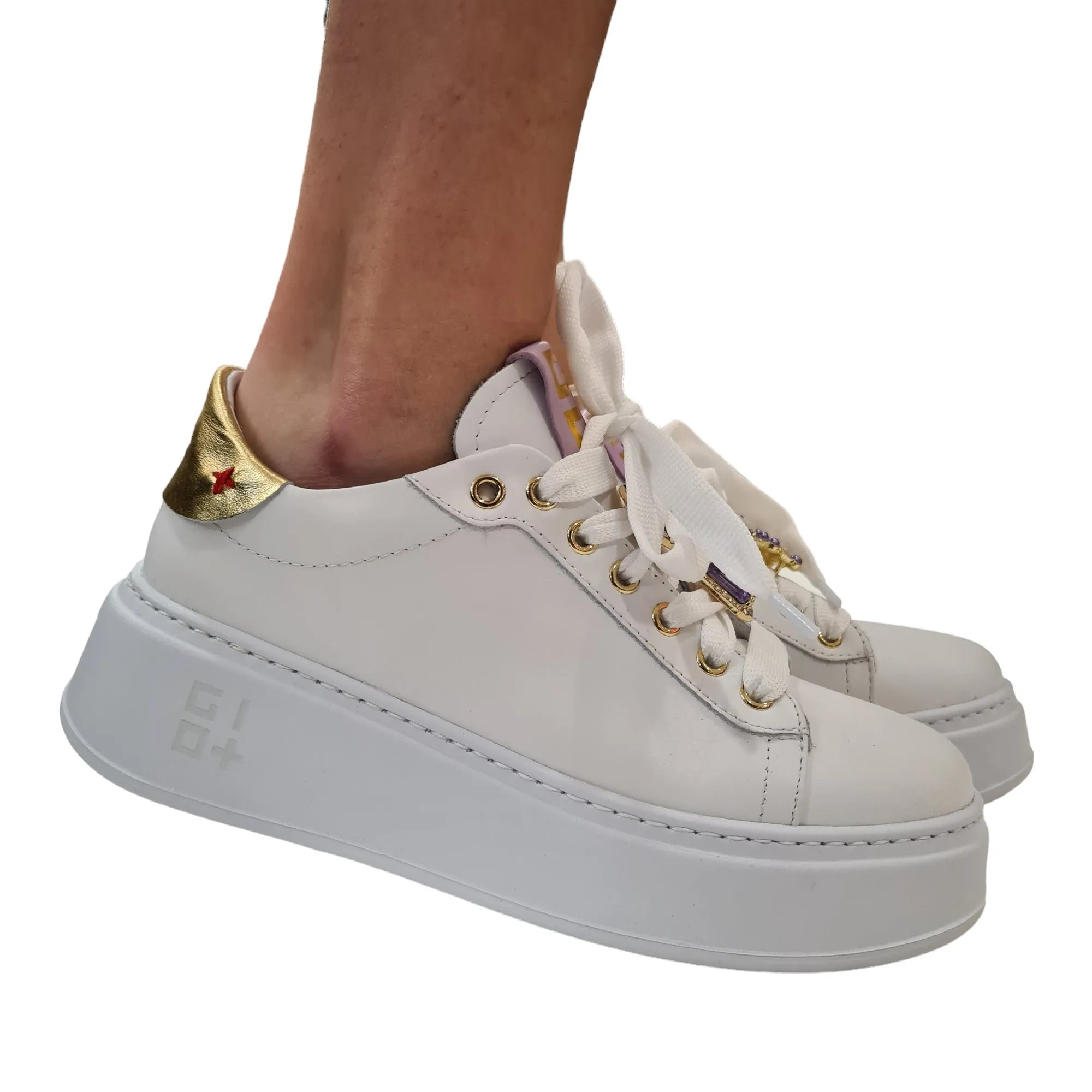 Gio+ Sneakers Bianca-Oro-Lilla Donna Rif.15
