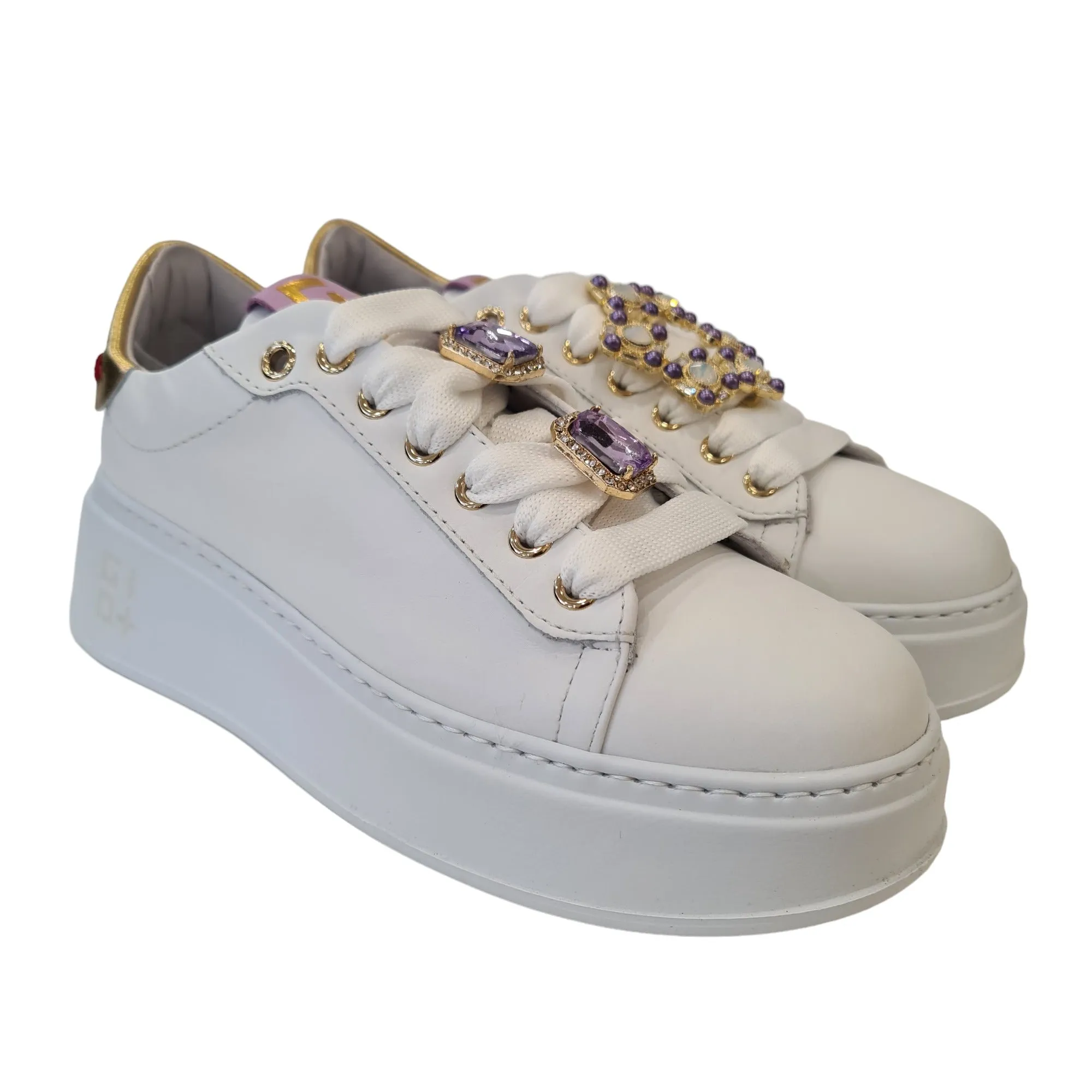 Gio+ Sneakers Bianca-Oro-Lilla Donna Rif.15