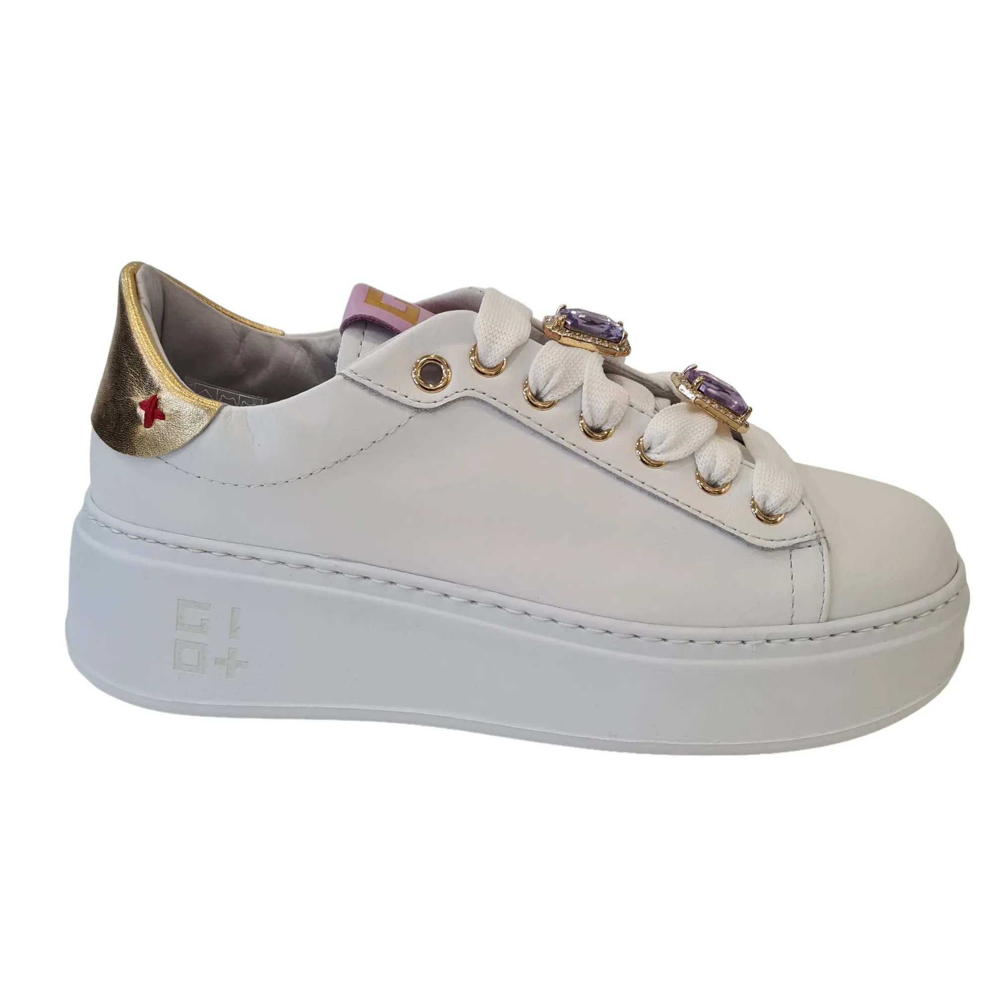 Gio+ Sneakers Bianca-Oro-Lilla Donna Rif.15