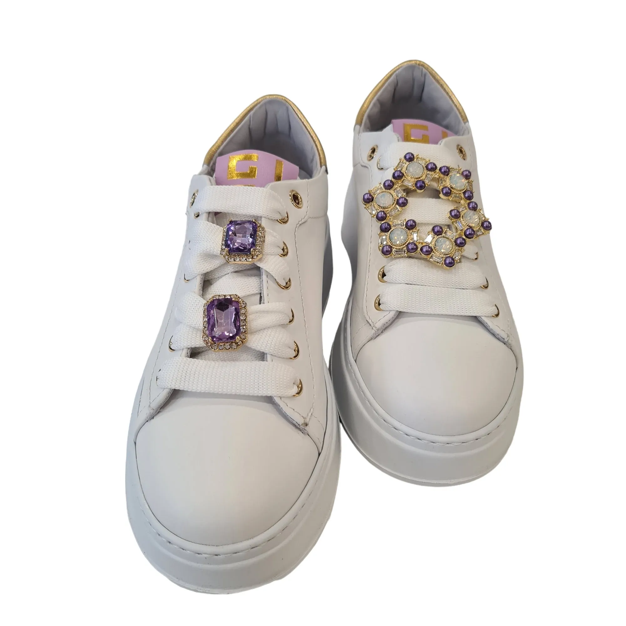 Gio+ Sneakers Bianca-Oro-Lilla Donna Rif.15