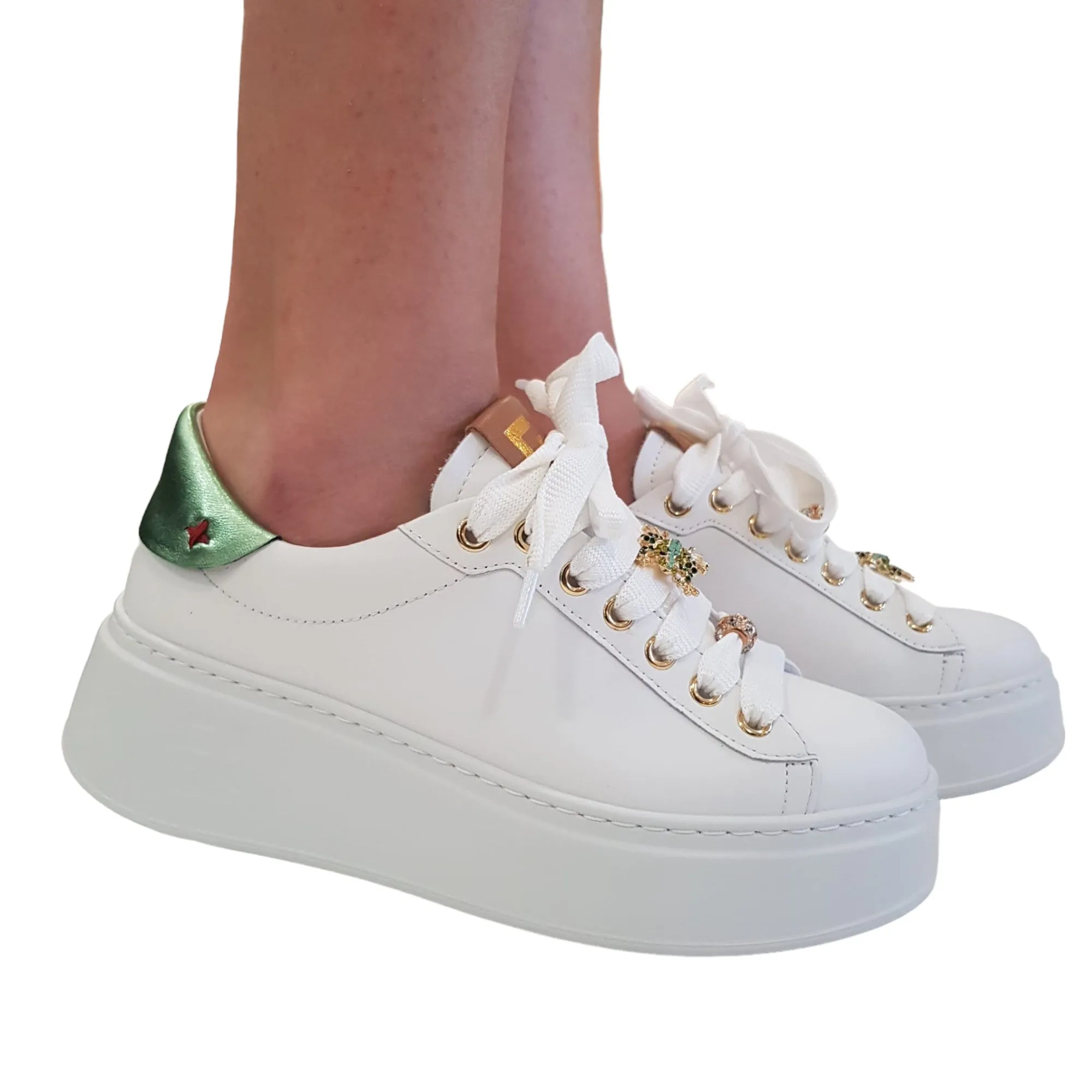 Gio+ Sneakers Bianca-Verde Donna Rif.21