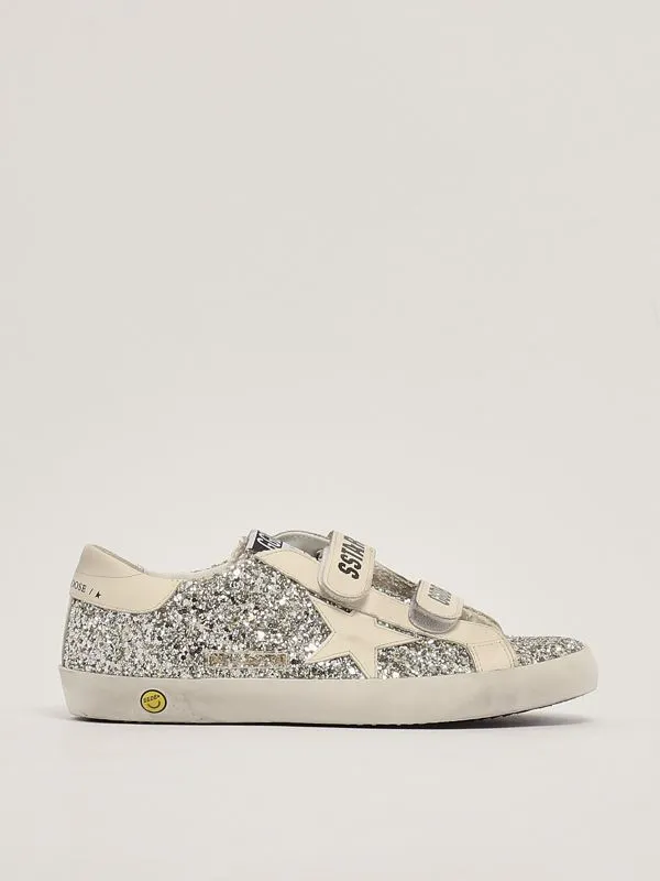 GOLDEN GOOSE  Sneakers bambina Golden Goose Old School glitter all over Platino