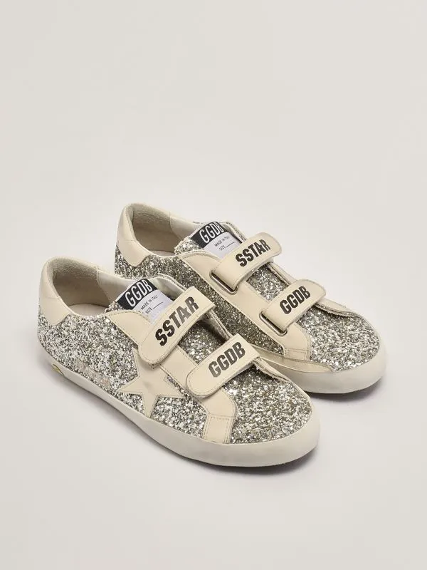 GOLDEN GOOSE  Sneakers bambina Golden Goose Old School glitter all over Platino