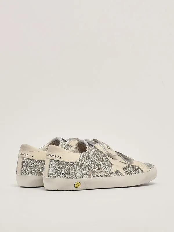 GOLDEN GOOSE  Sneakers bambina Golden Goose Old School glitter all over Platino