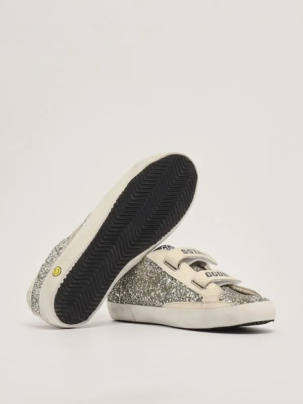 GOLDEN GOOSE  Sneakers bambina Golden Goose Old School glitter all over Platino