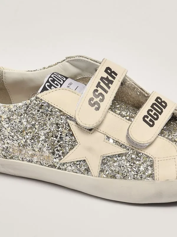 GOLDEN GOOSE  Sneakers bambina Golden Goose Old School glitter all over Platino