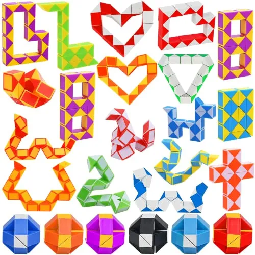 GOLDGE 24 Pack Mini Serpente Magico, 24 Blocchi Giocattolo Twist Cubo Puzzle Gadget Bambini Regalini Fine Festa Compleanno per R