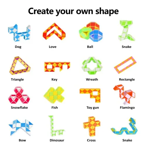 GOLDGE 24 Pack Mini Serpente Magico, 24 Blocchi Giocattolo Twist Cubo Puzzle Gadget Bambini Regalini Fine Festa Compleanno per R