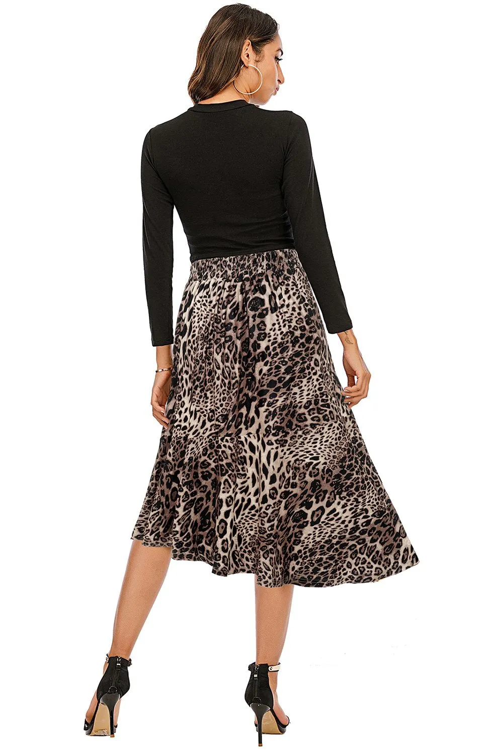 Gonna loepard asimmetrica Midi marrone