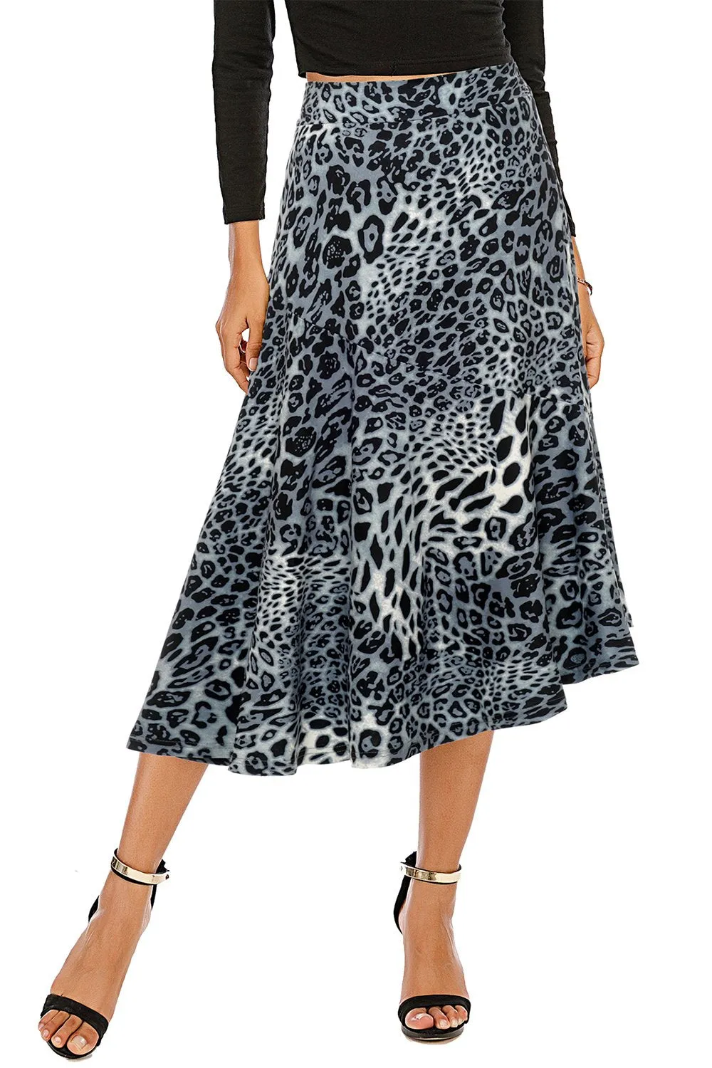 Gonna loepard asimmetrica Midi marrone