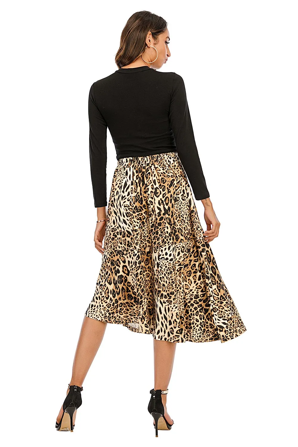 Gonna loepard asimmetrica Midi marrone