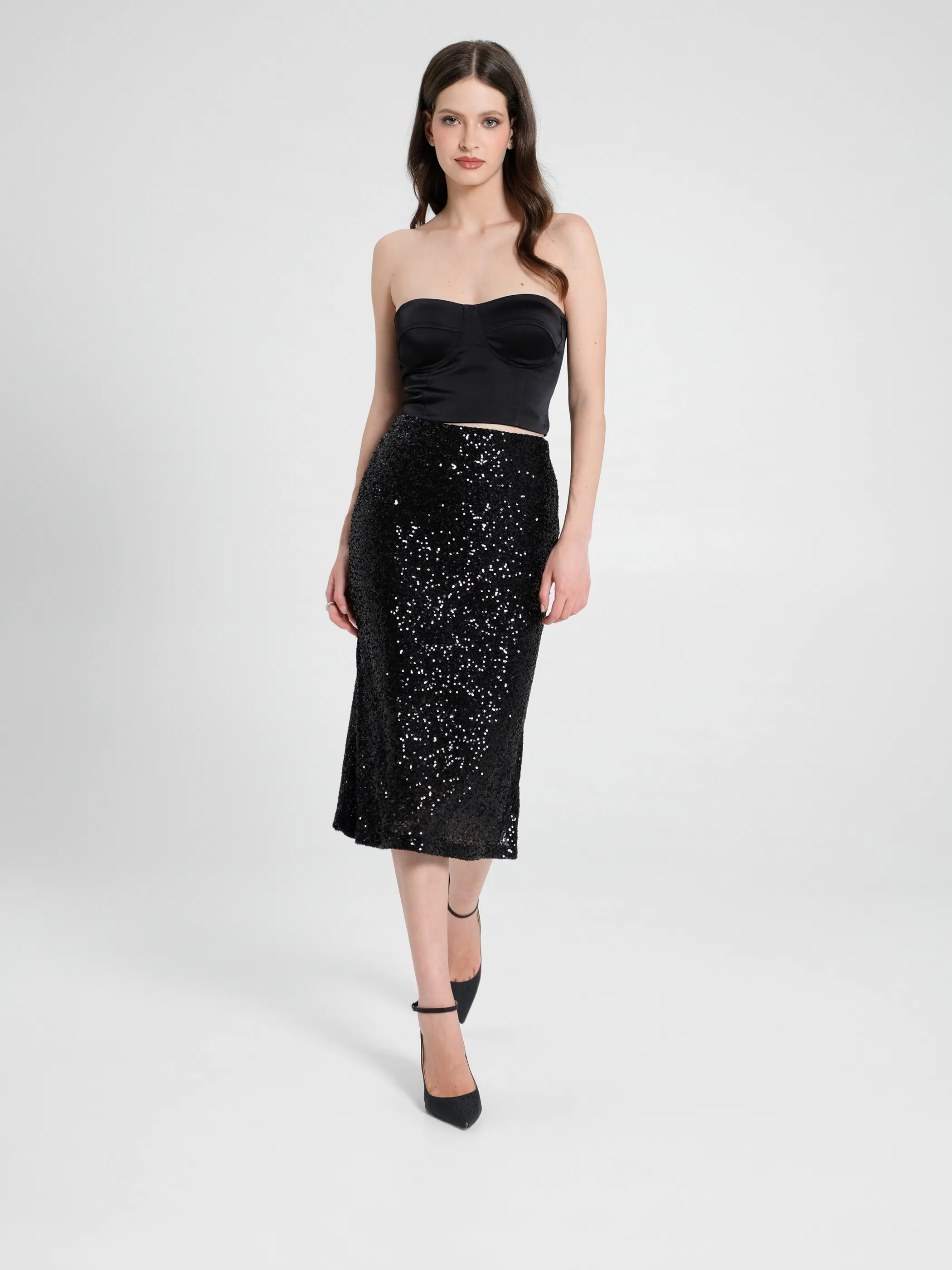      Gonna Longuette in Paillettes     