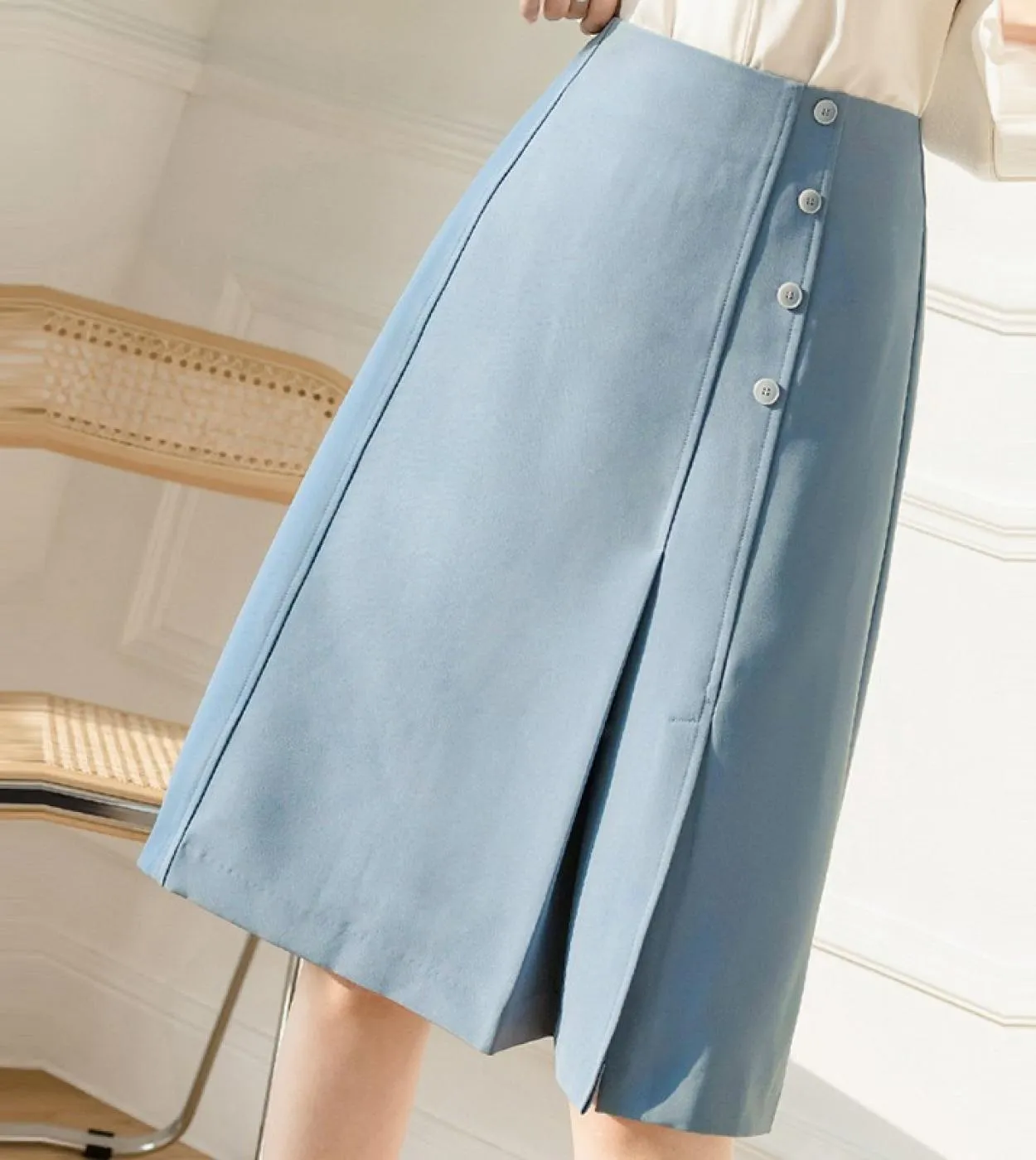 Gonne eleganti da donna al ginocchio A Line Gonne casual da donna a vita alta in tinta unita stile ufficio estivo 2023