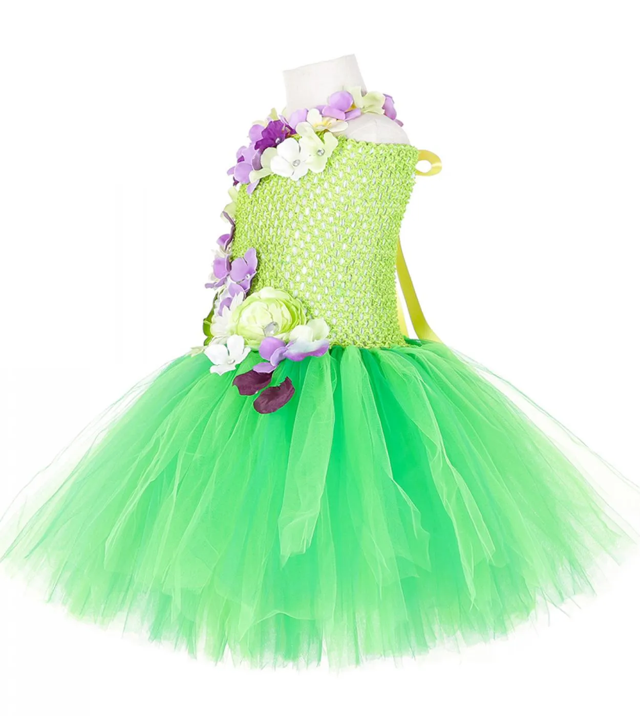 Green Fairy Girls Tutu Dress With Wings Flower Girl Princess Abiti Outfit Bambini Compleanno Costume di Halloween Fan per bambin