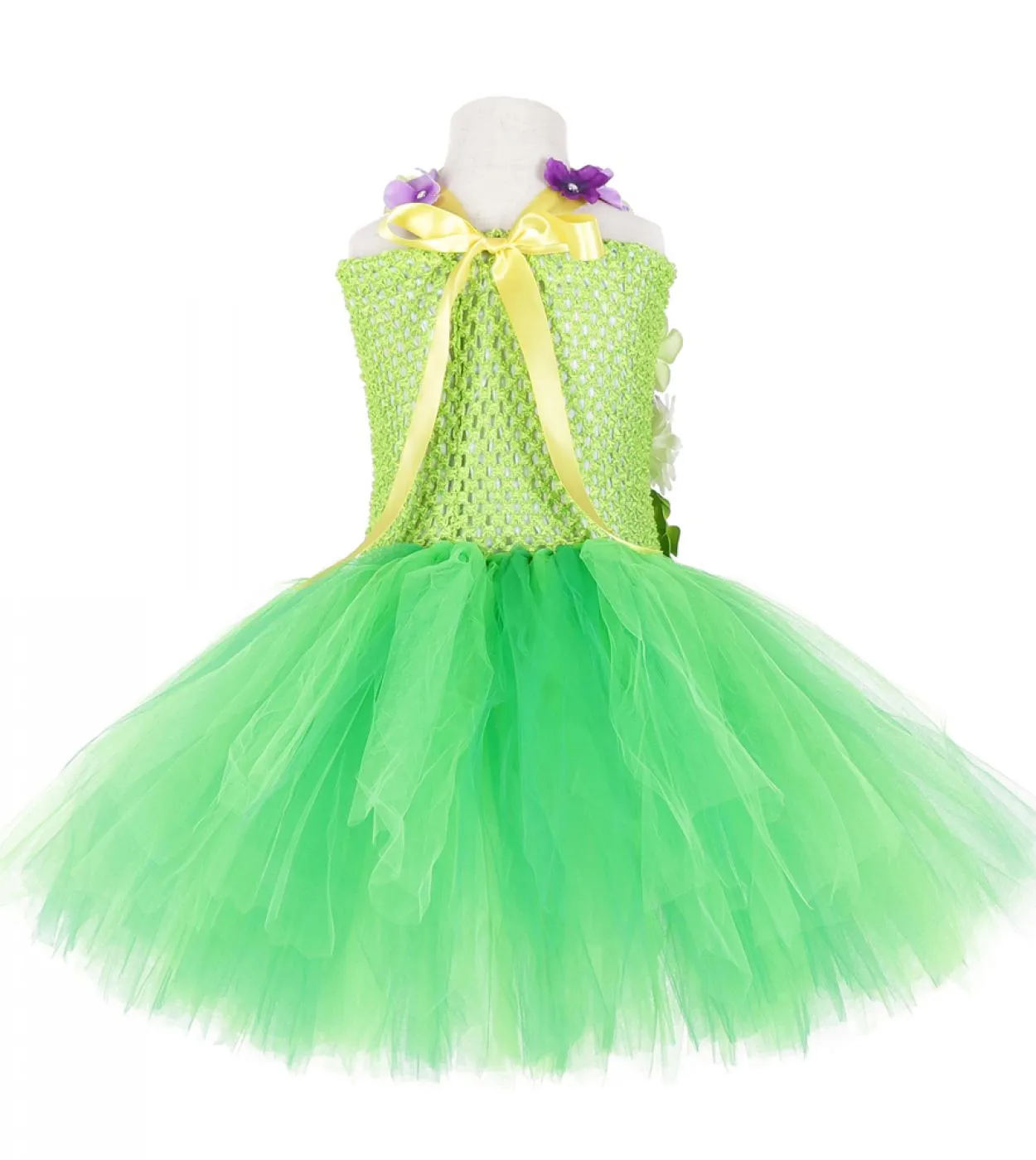 Green Fairy Girls Tutu Dress With Wings Flower Girl Princess Abiti Outfit Bambini Compleanno Costume di Halloween Fan per bambin