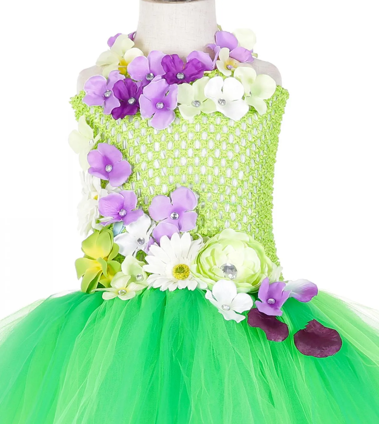 Green Fairy Girls Tutu Dress With Wings Flower Girl Princess Abiti Outfit Bambini Compleanno Costume di Halloween Fan per bambin
