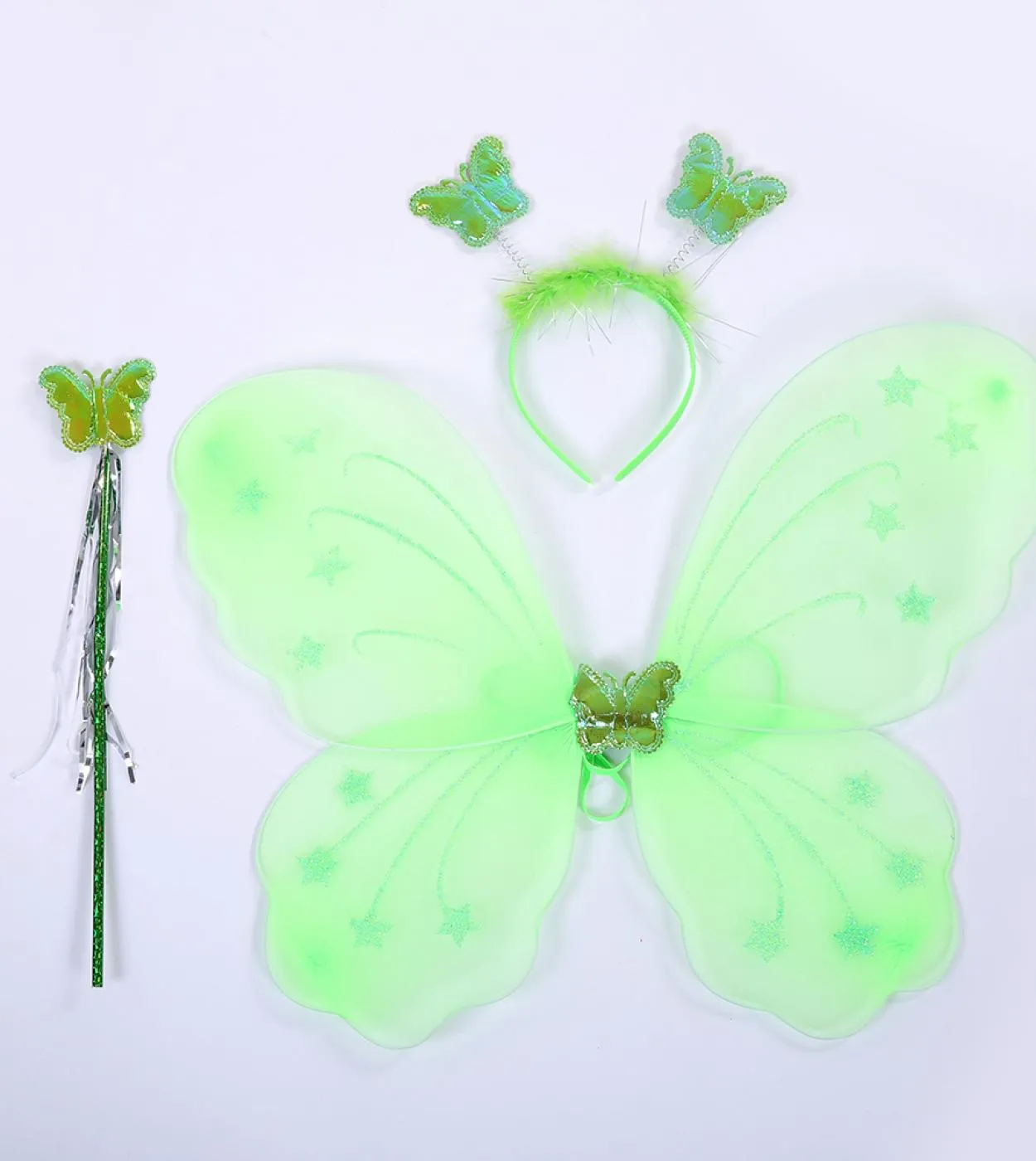 Green Fairy Girls Tutu Dress With Wings Flower Girl Princess Abiti Outfit Bambini Compleanno Costume di Halloween Fan per bambin