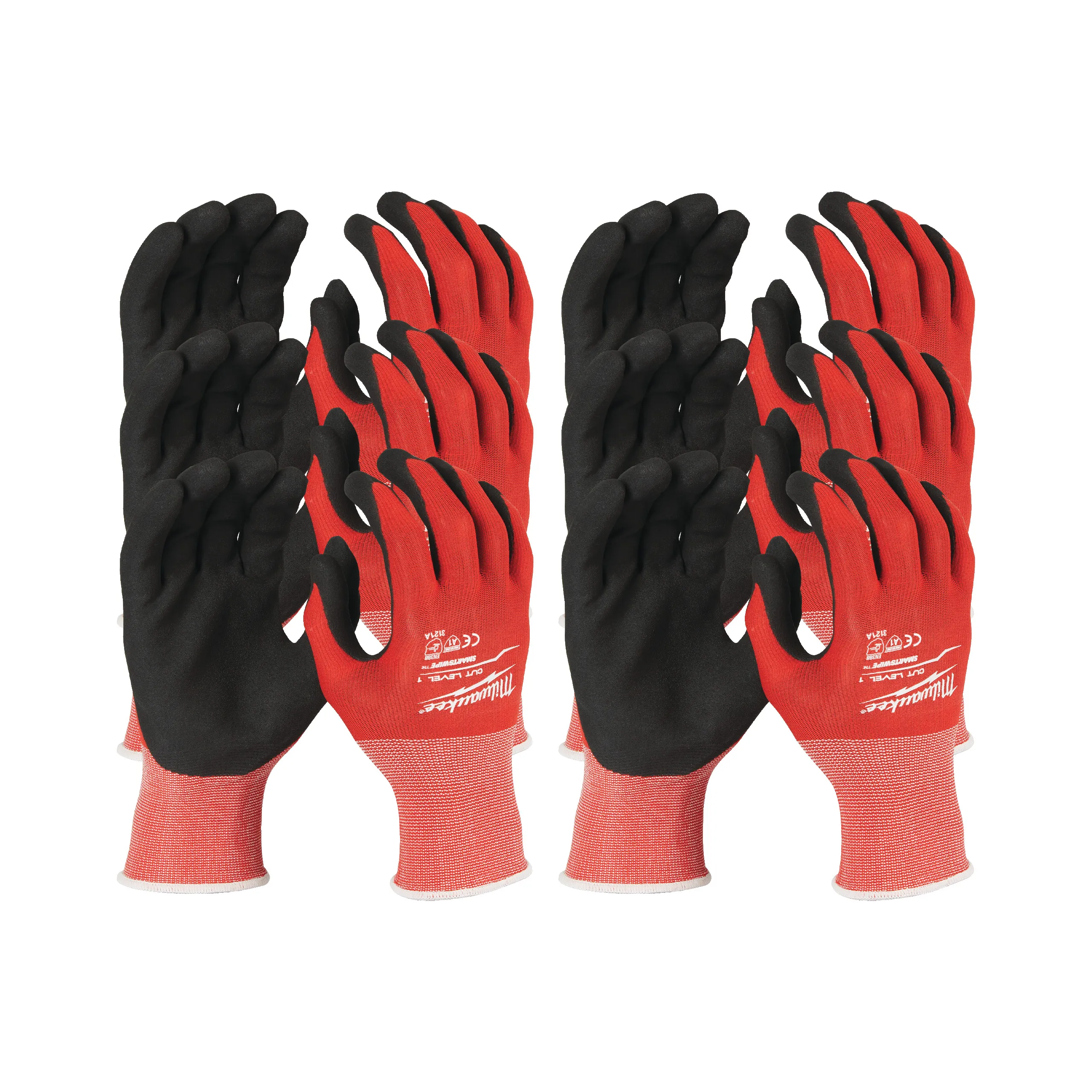 Guanti da lavoro Milwaukee CUT A, Tg. 11, XXL, in Nitrile, col. Nero/rosso