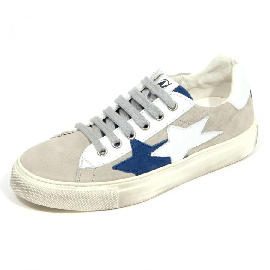 H3676 sneaker bimbo boy NATURINO BLUES zip suede shoes grey/white