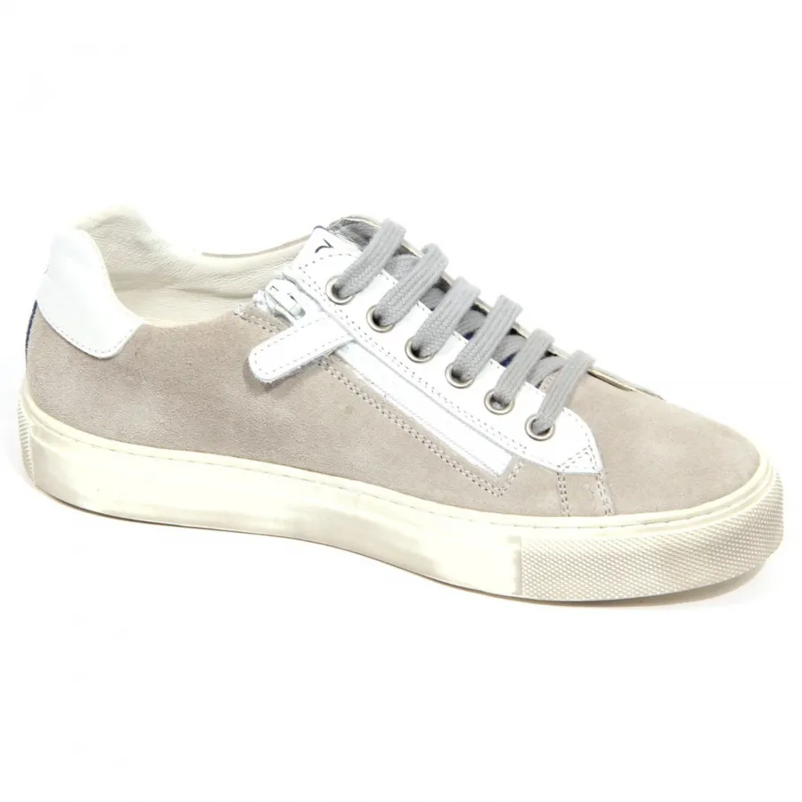 H3676 sneaker bimbo boy NATURINO BLUES zip suede shoes grey/white