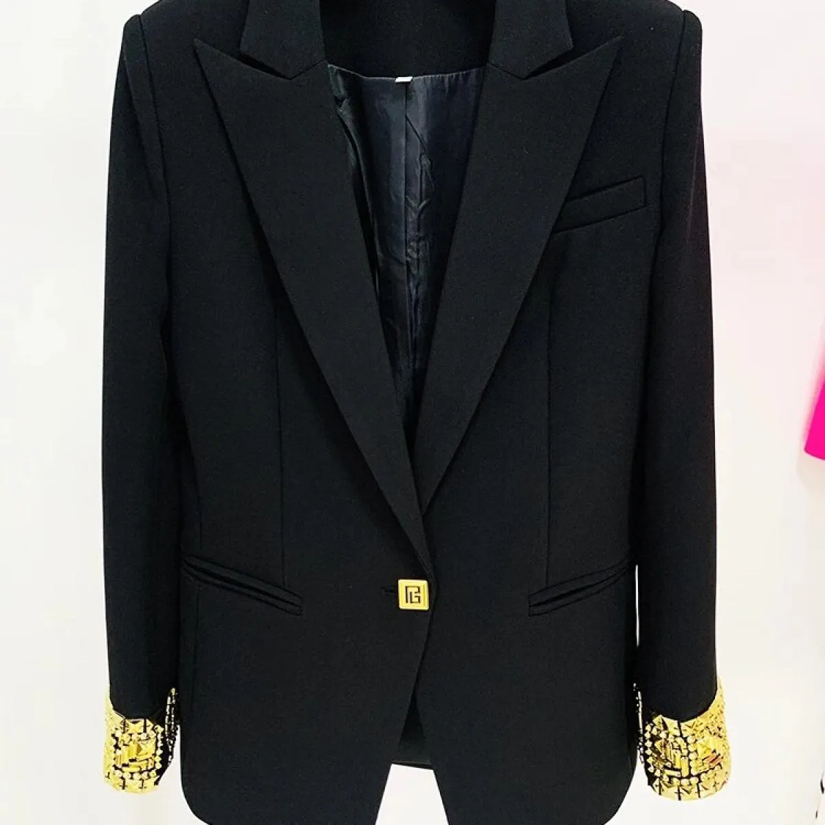 High Street Newest Fashion 2023 Designer Jacket Giacca da donna con vestibilità slim e perline con bottone singolo