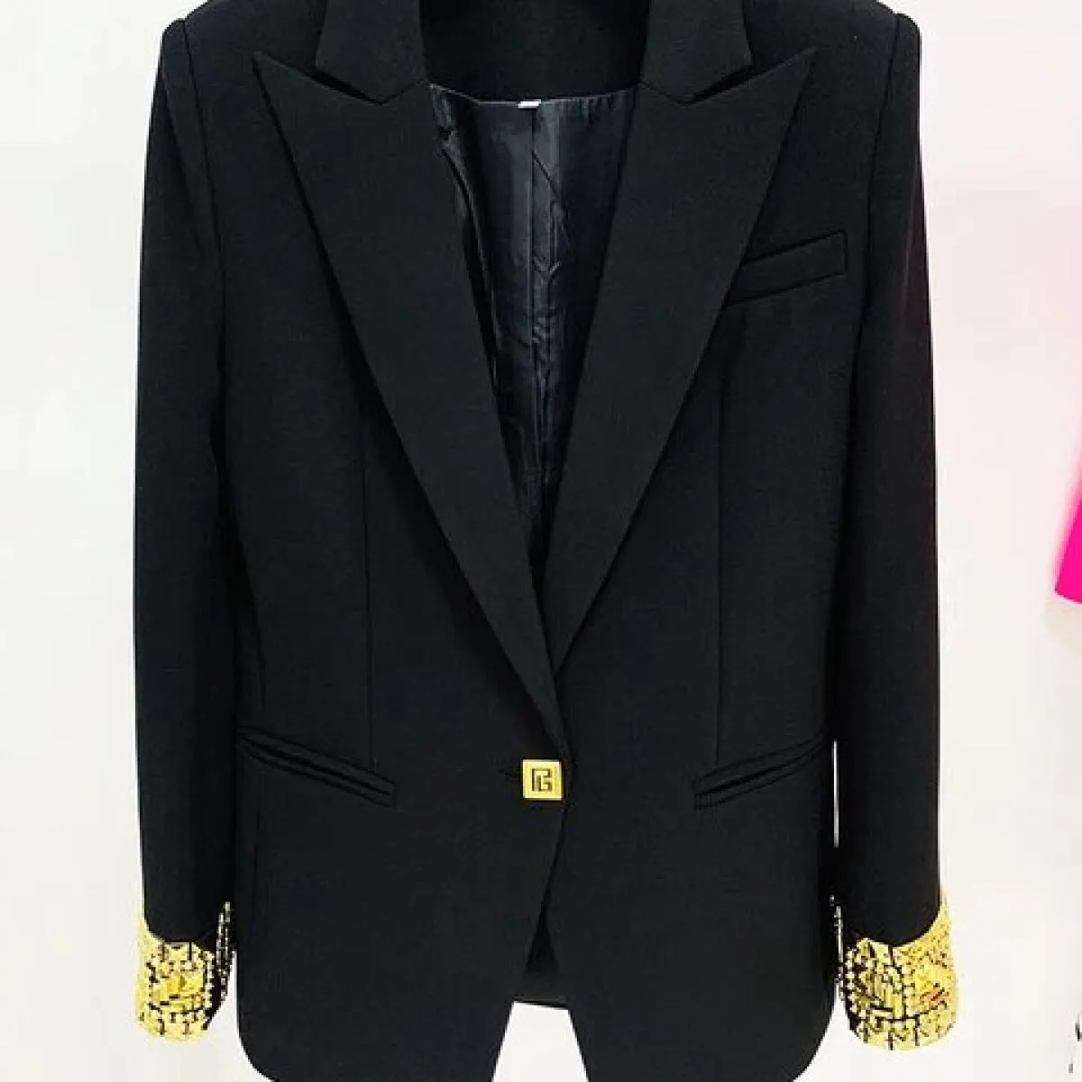 High Street Newest Fashion 2023 Designer Jacket Giacca da donna con vestibilità slim e perline con bottone singolo