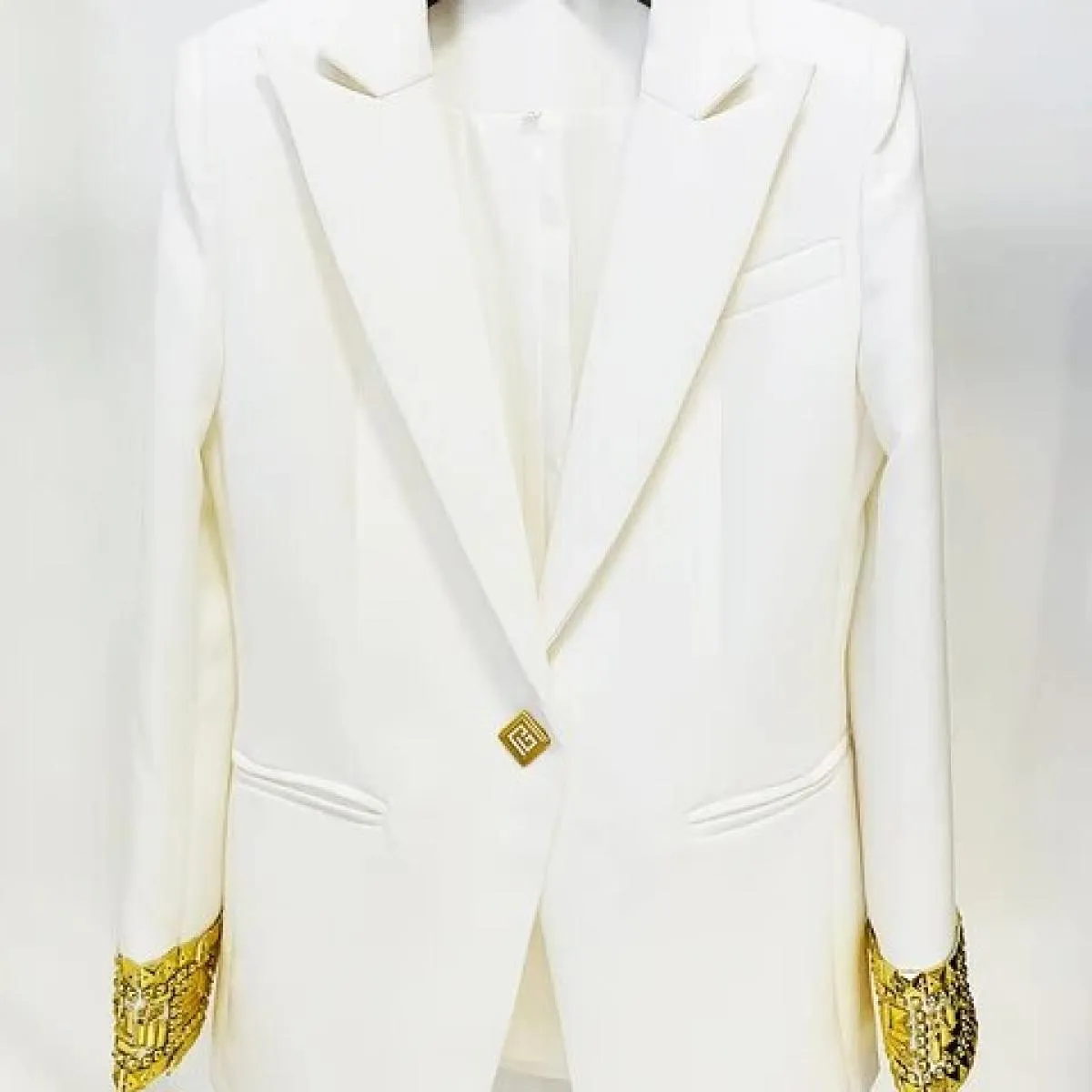 High Street Newest Fashion 2023 Designer Jacket Giacca da donna con vestibilità slim e perline con bottone singolo
