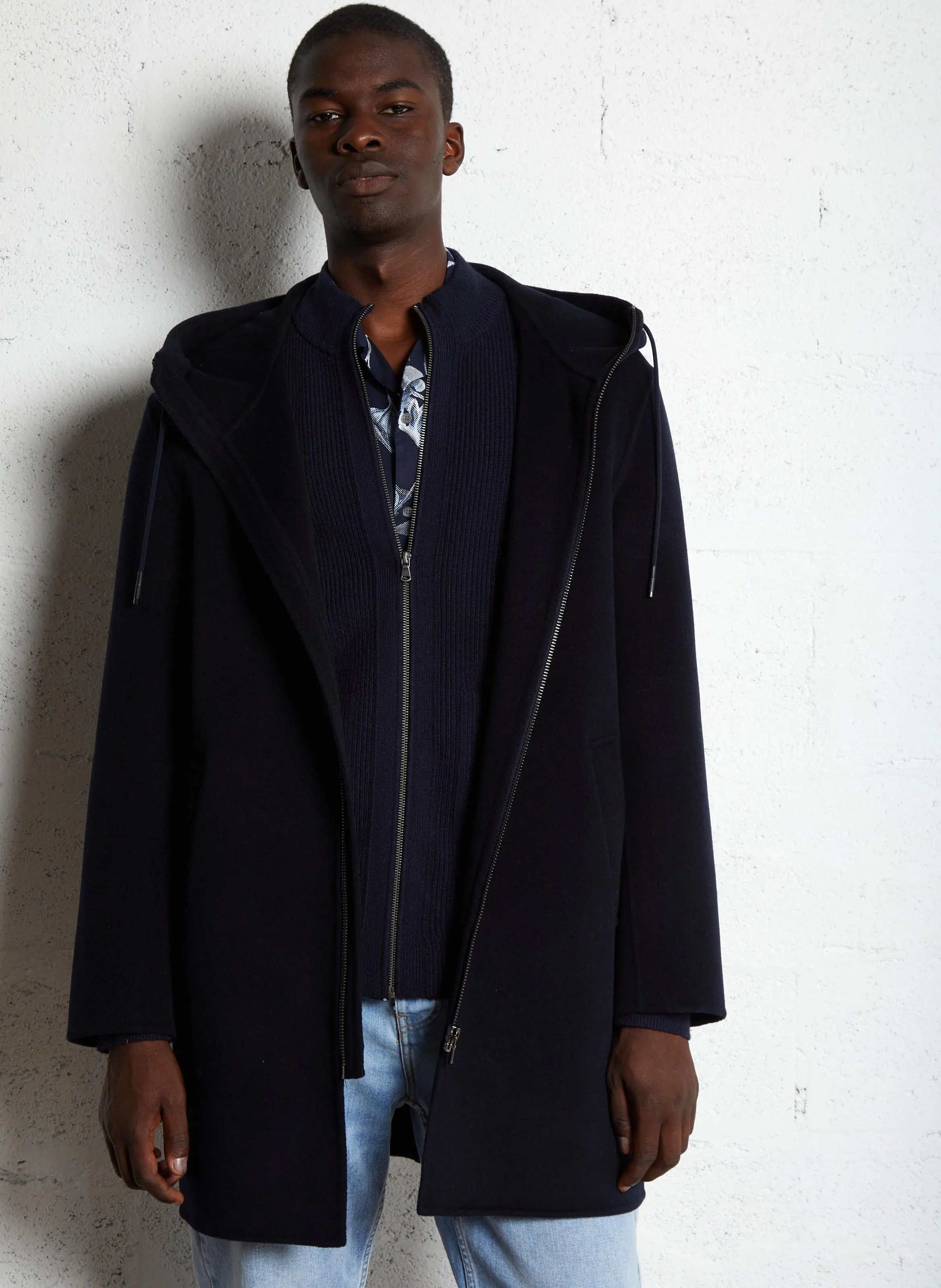  IKKS   Cappotto oversize con cappuccio in misto lana | Blu