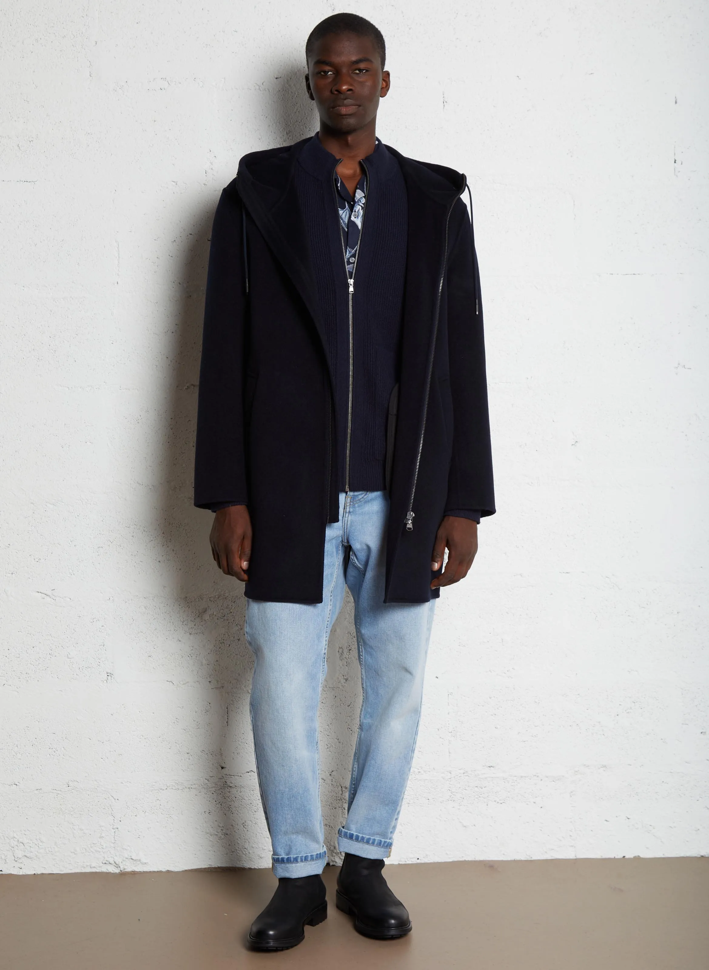  IKKS   Cappotto oversize con cappuccio in misto lana | Blu
