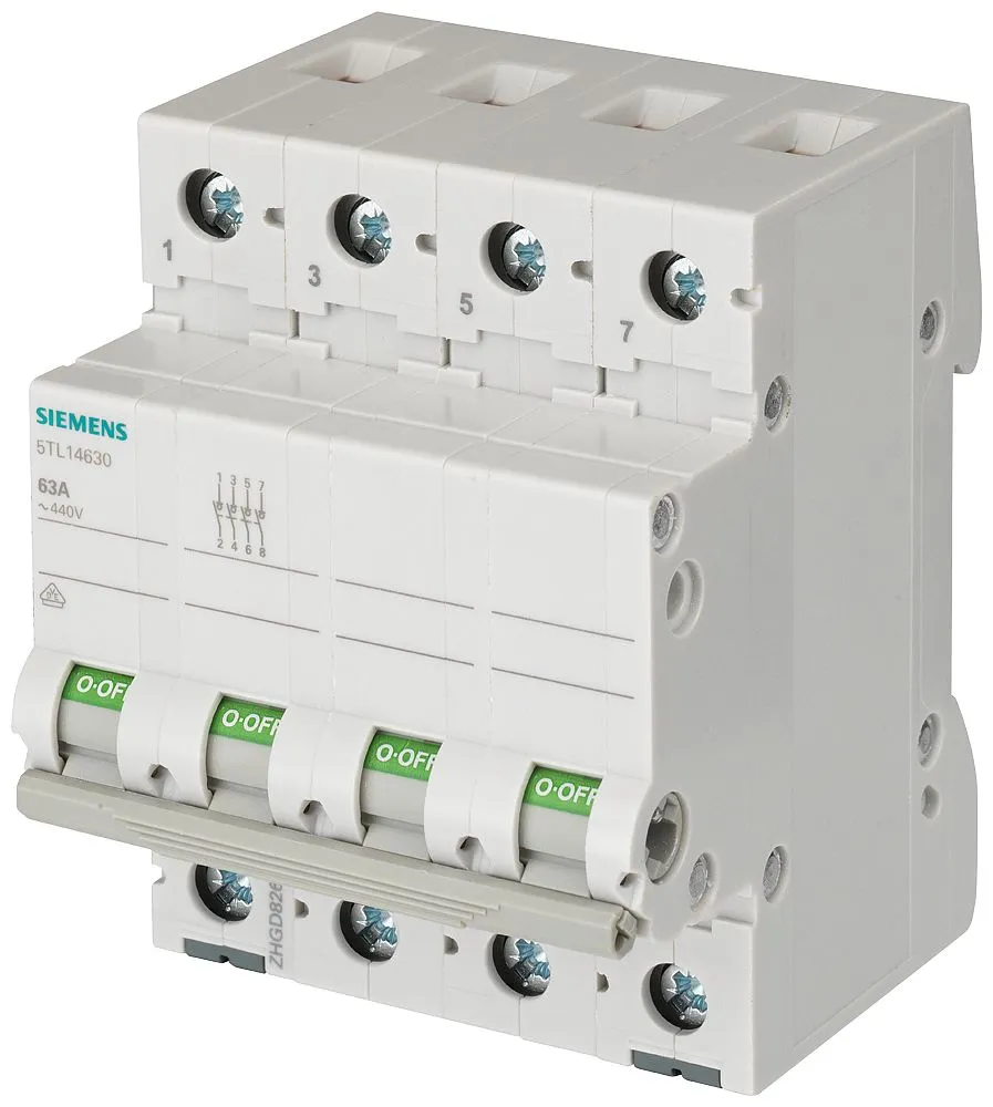 Interruttore di isolamento Siemens 5TL1463-0 serie 5TL, 4P, 63A 5TL