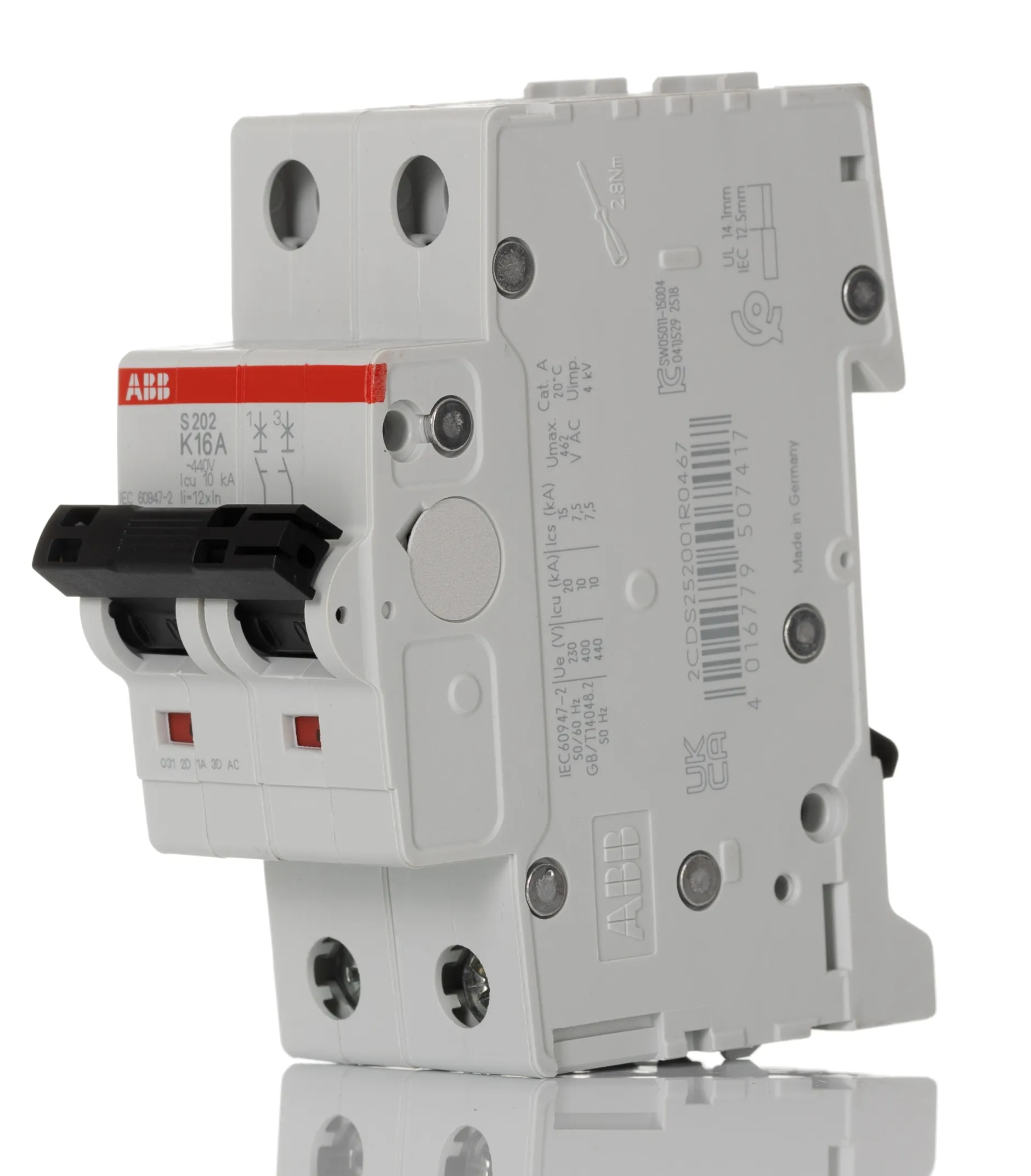 Interruttore magnetotermico ABB, 2P 16A 6 kA, Tipo K