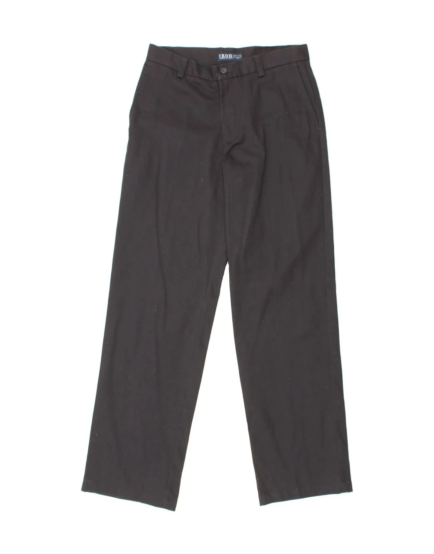 IZOD Mens Straight Chino Trousers W30 L32 Navy Blue Cotton