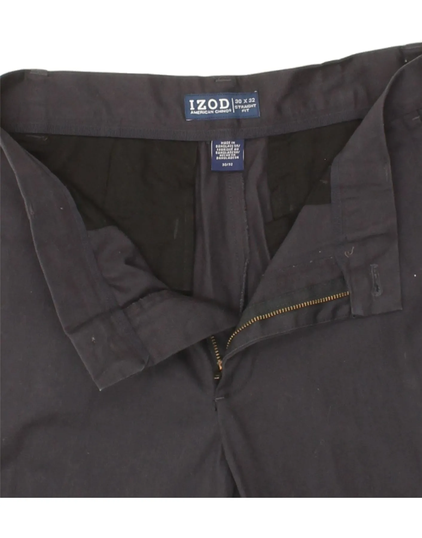 IZOD Mens Straight Chino Trousers W30 L32 Navy Blue Cotton