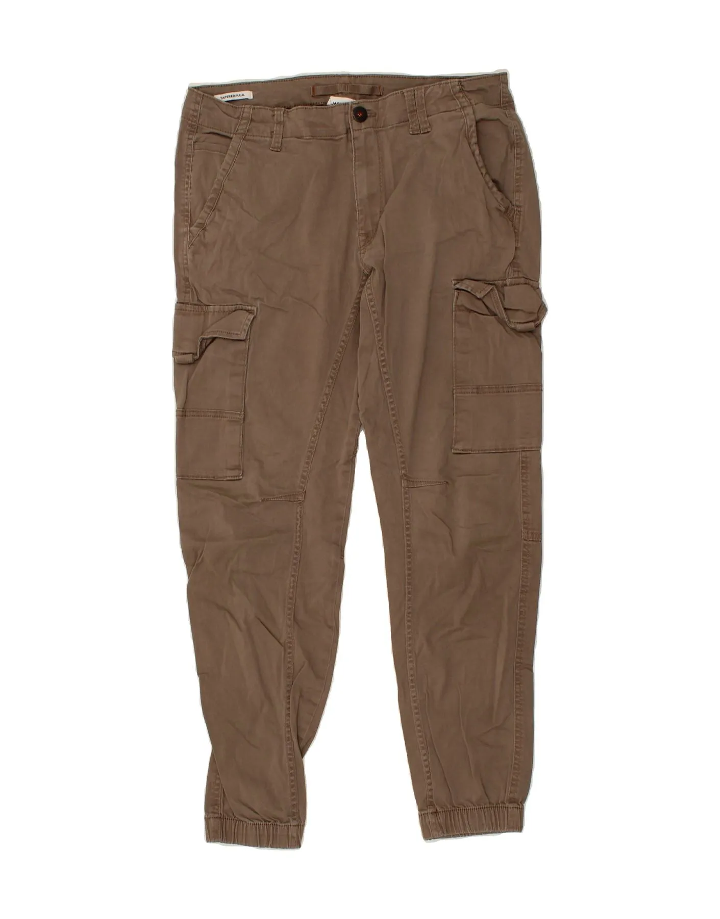 JACK & JONES Mens Paul Tapered Joggers Cargo Trousers W33 L29  Grey Cotton