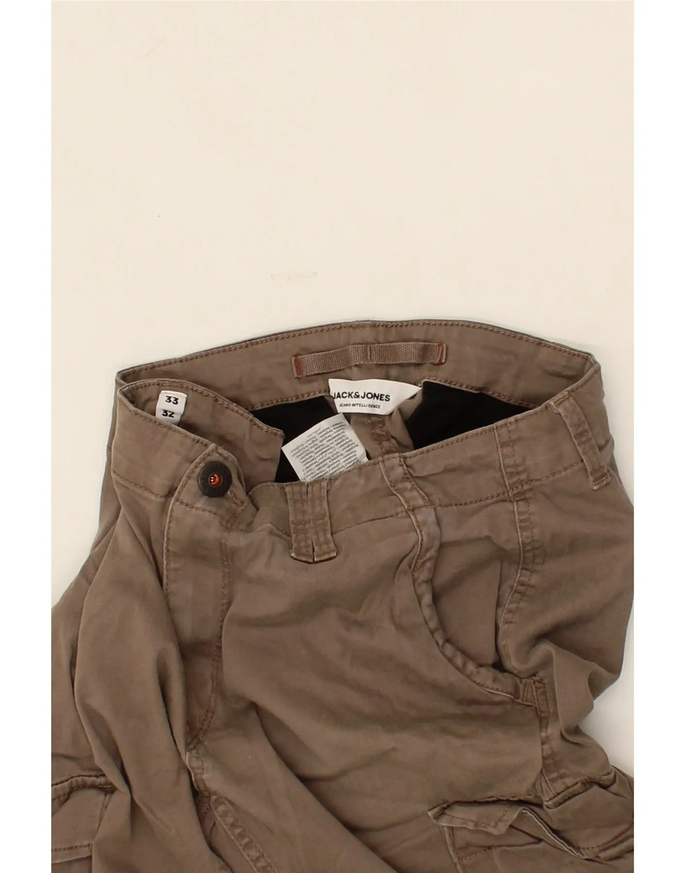 JACK & JONES Mens Paul Tapered Joggers Cargo Trousers W33 L29  Grey Cotton