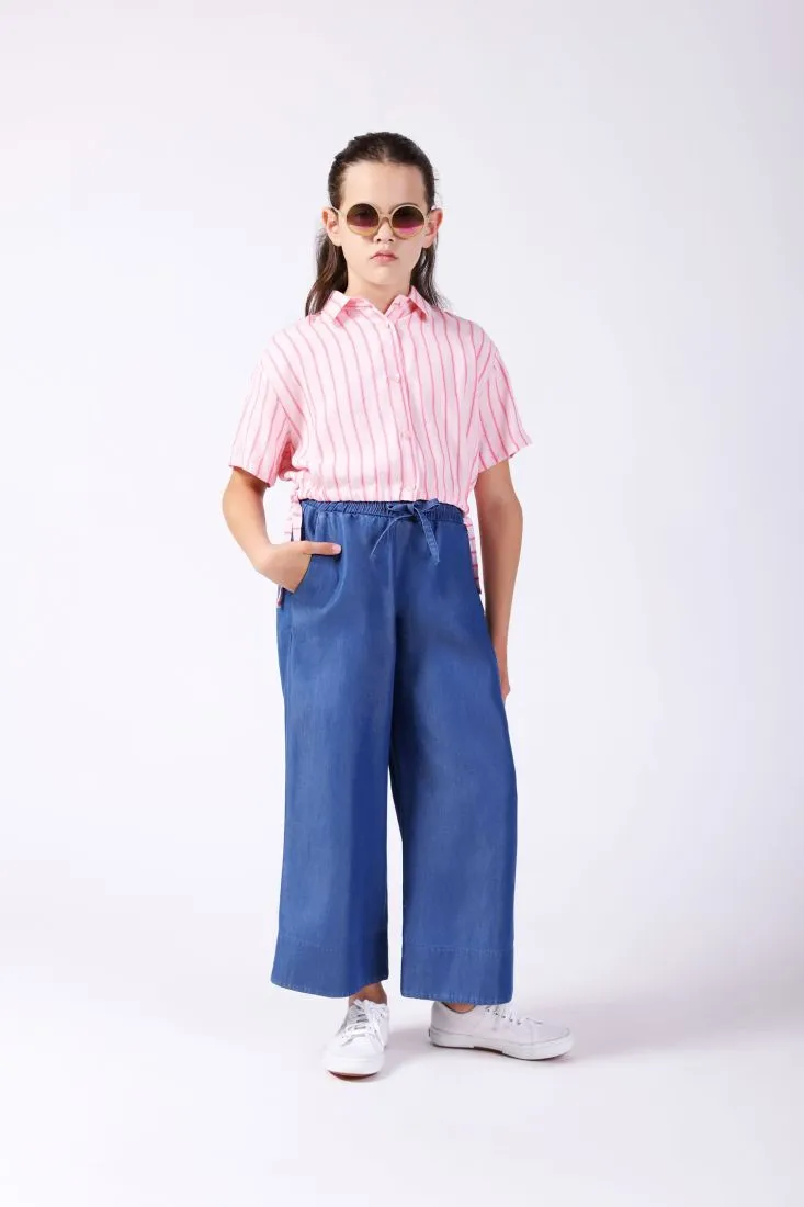 Jeans a palazzo bambina con coulisse