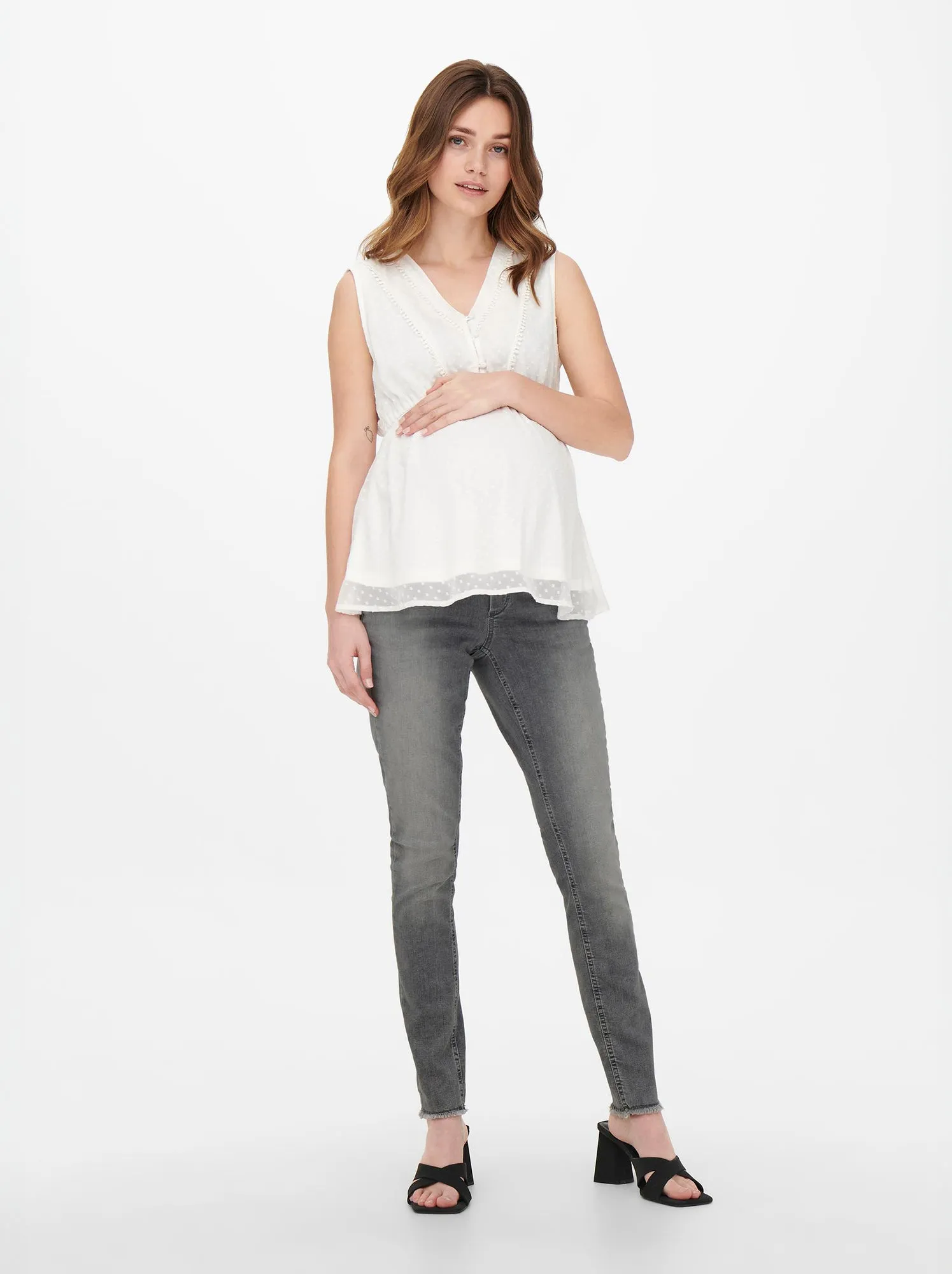 Jeans premaman con fascia 'Only Maternity' - GRIGIO