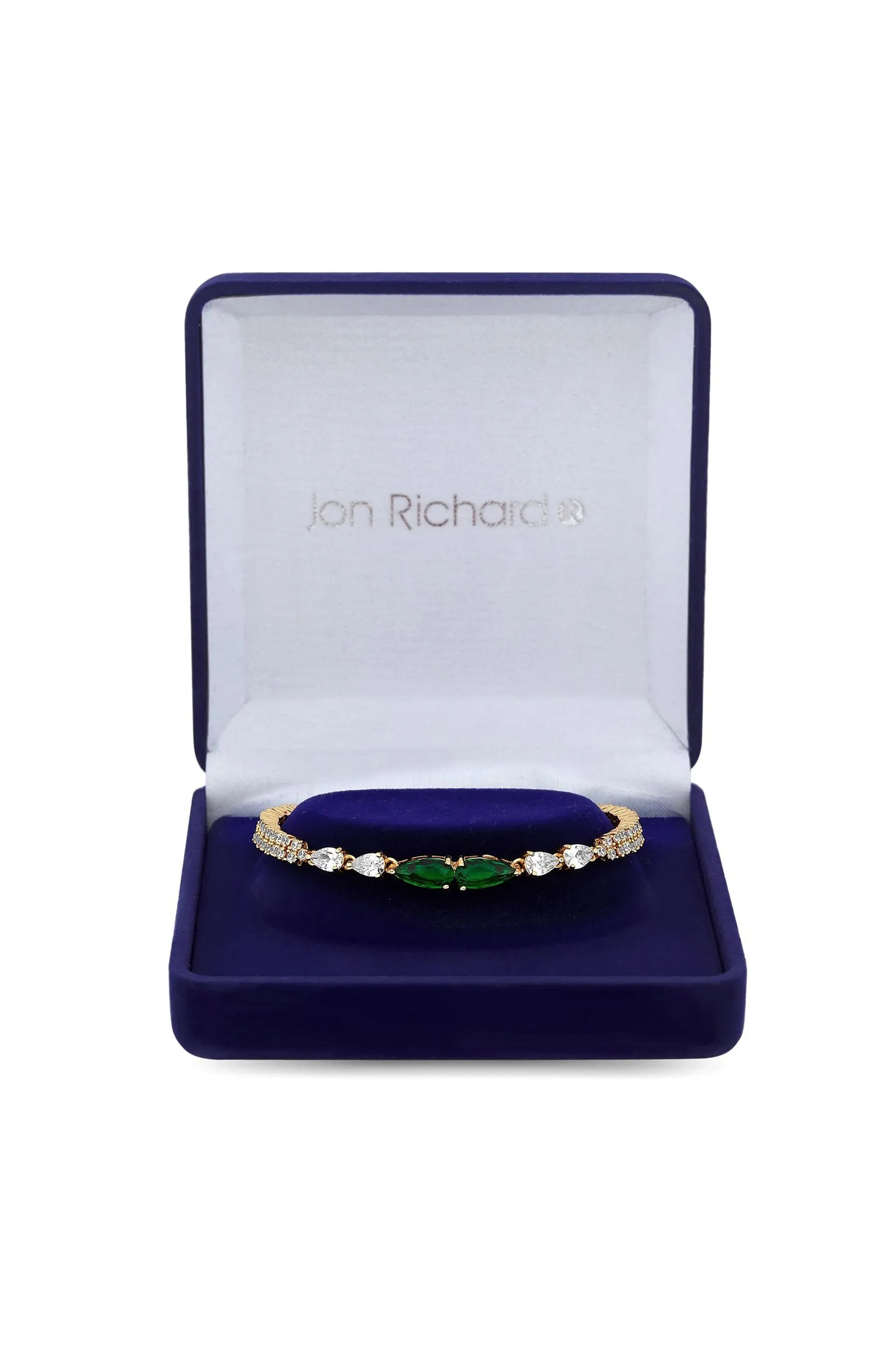 Jon Richard - Braccialetto in confezione regalo con Verde smeraldo e zirconia cubica