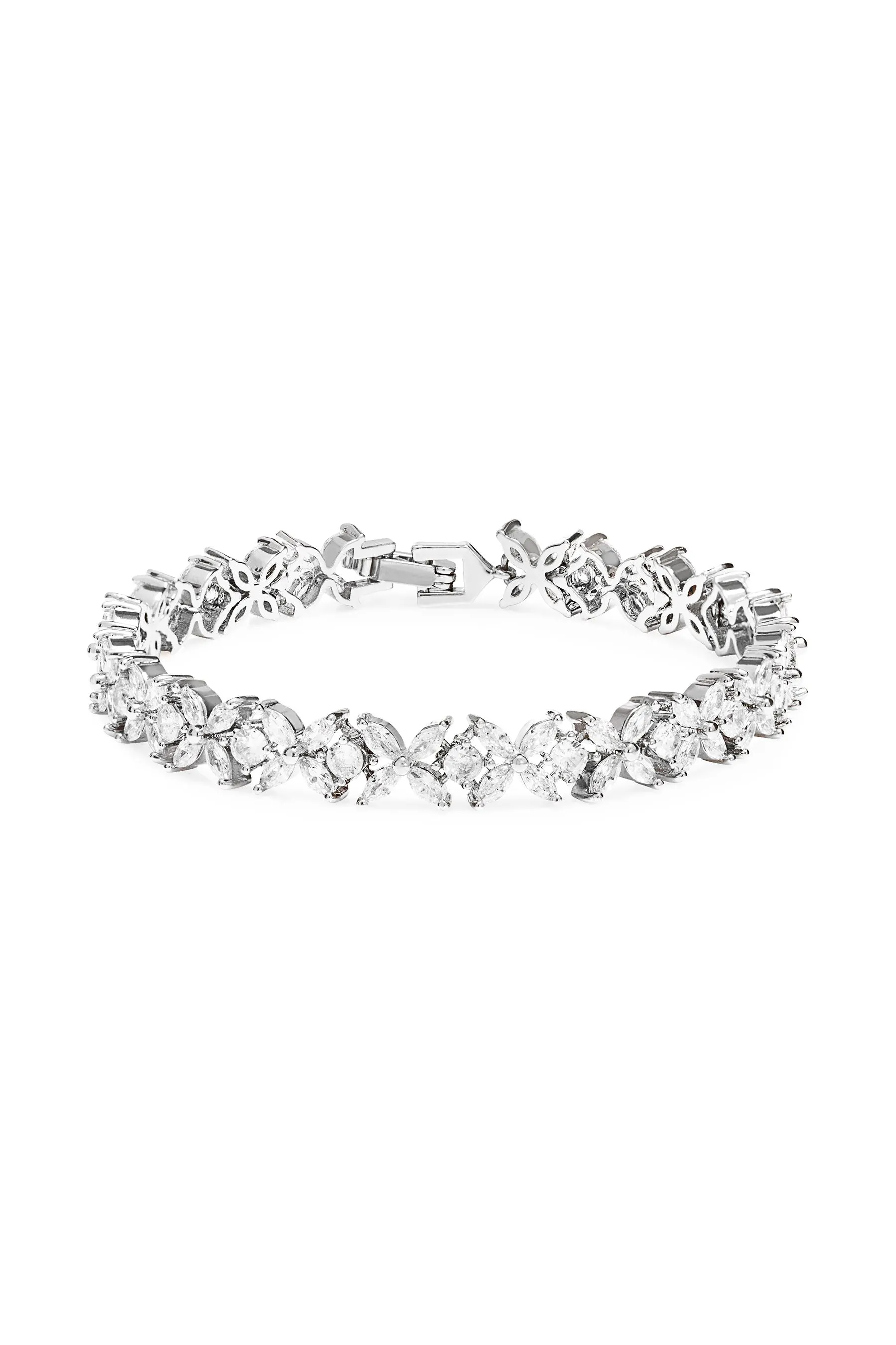 Jon Richard - Tennis - Braccialetto con strass a fiori