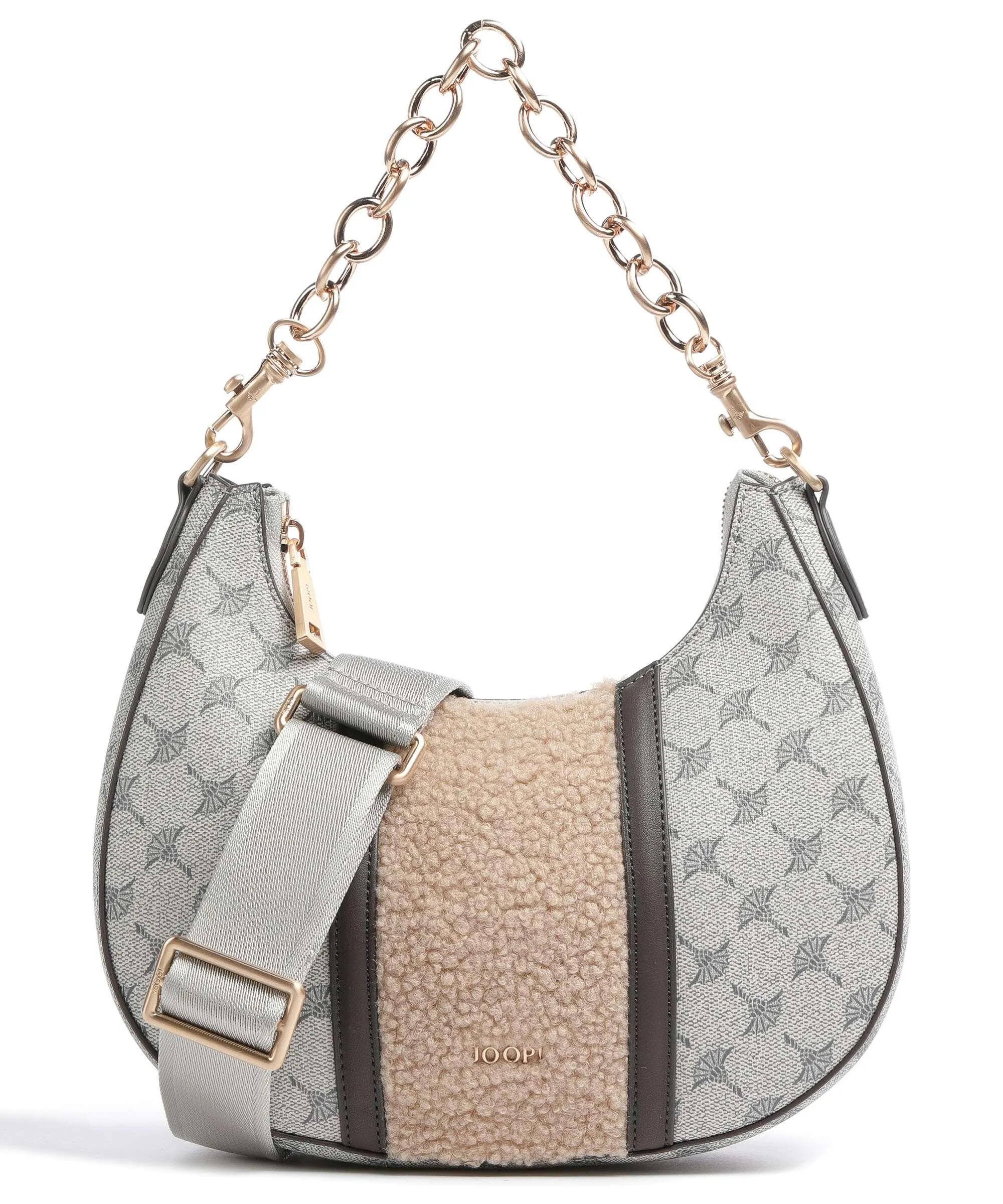  JOOP! Mazzolino Peluche Annina Borsa hobo tela, eco-pelliccia grigio/beige  