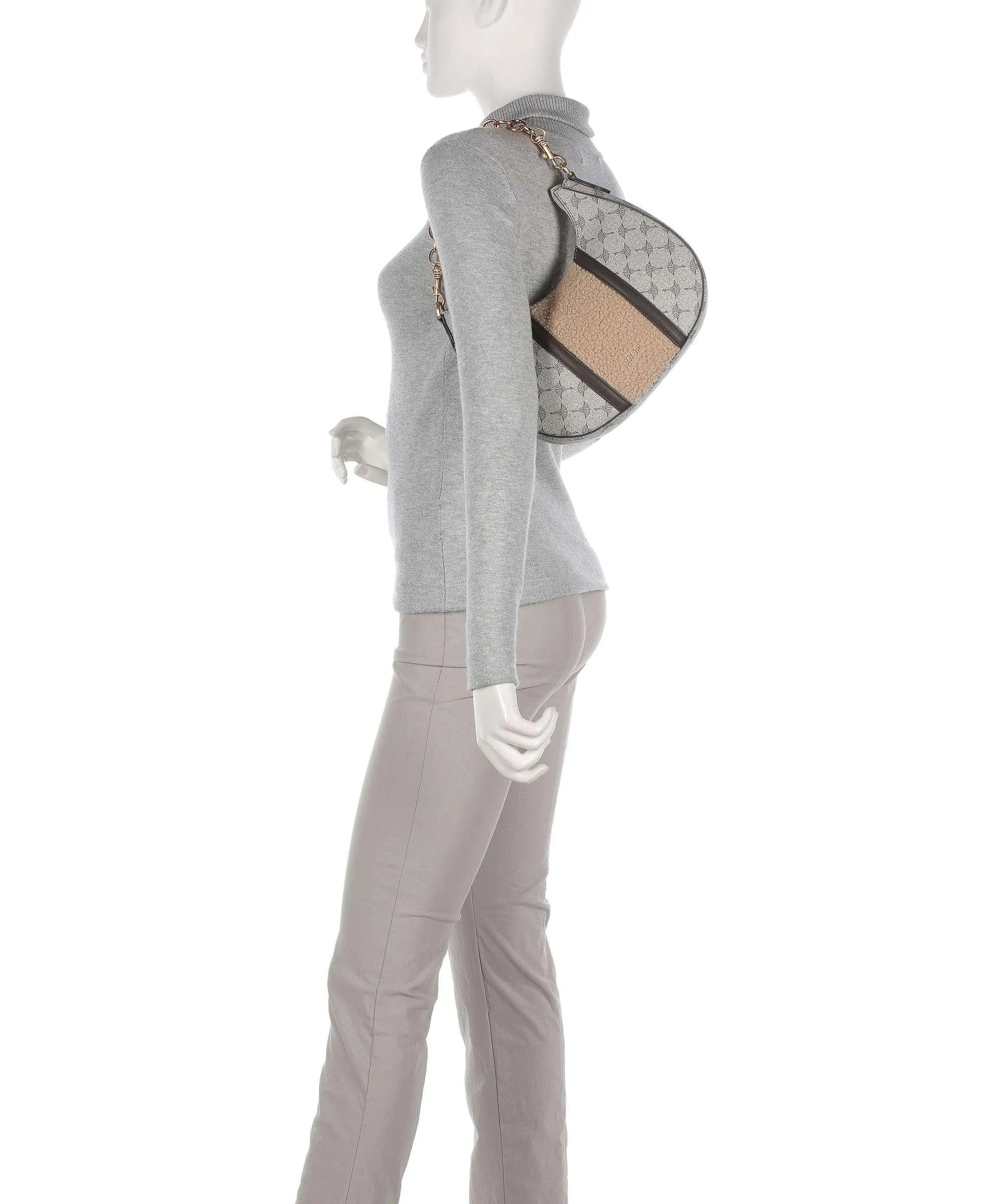  JOOP! Mazzolino Peluche Annina Borsa hobo tela, eco-pelliccia grigio/beige  