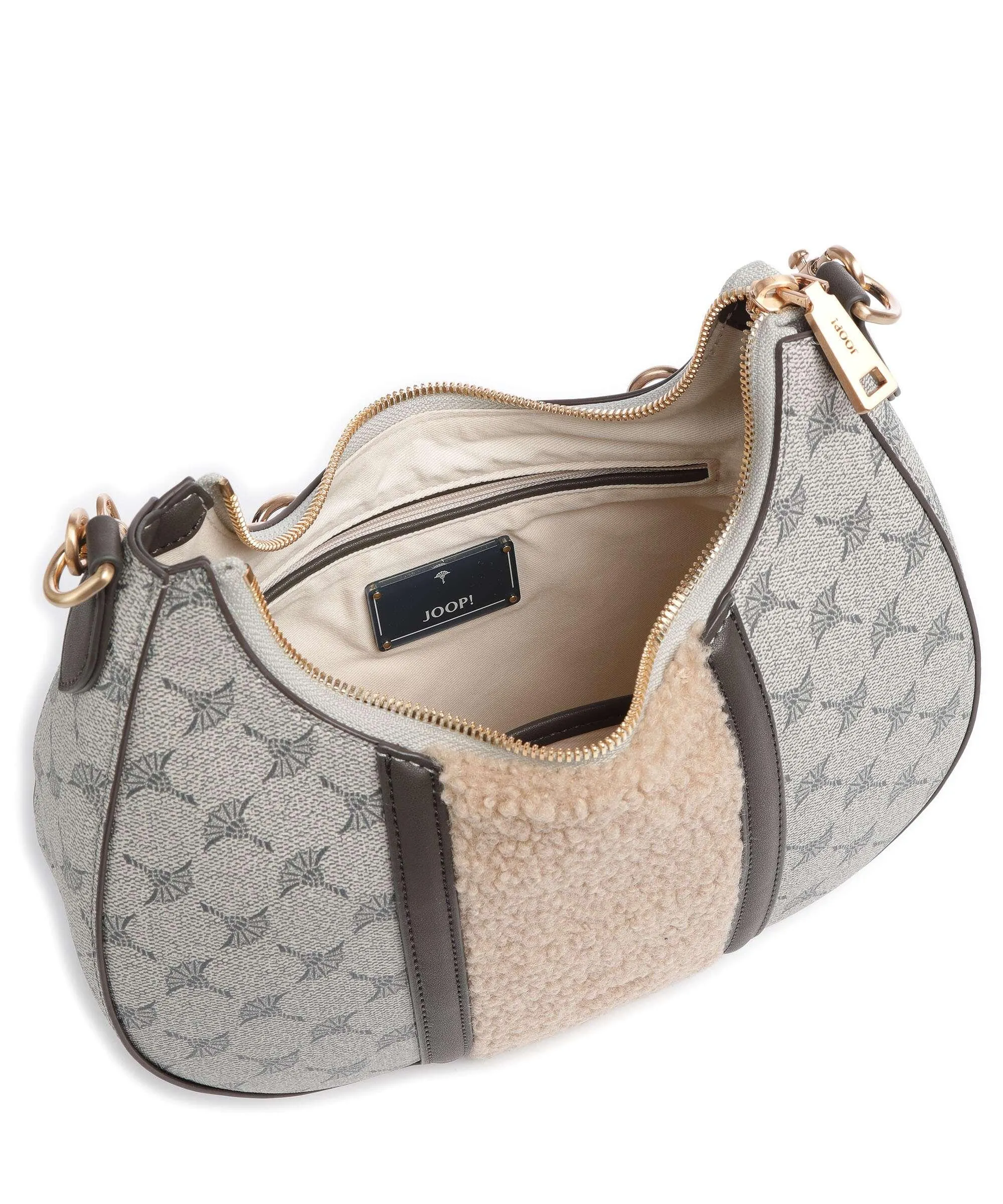  JOOP! Mazzolino Peluche Annina Borsa hobo tela, eco-pelliccia grigio/beige  