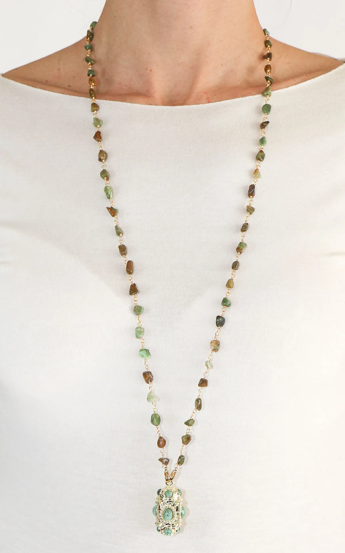 Just – Collana pietre e ciondolo – Verde