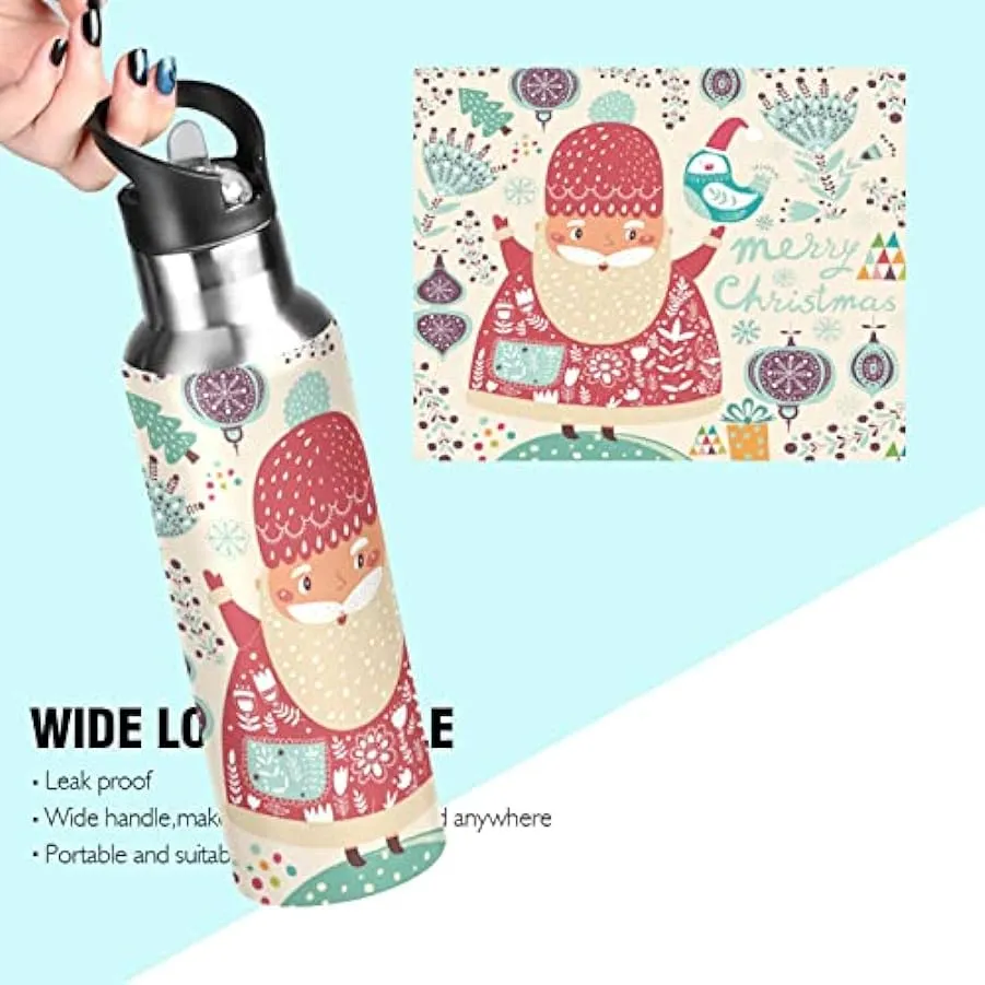 KAAVIYO Uccello di Natale Bottiglia Acqua Isolato Borraccia Termica Acciaio Inox 600ML Water Bottle per Bambini Sport Ciclismo 2