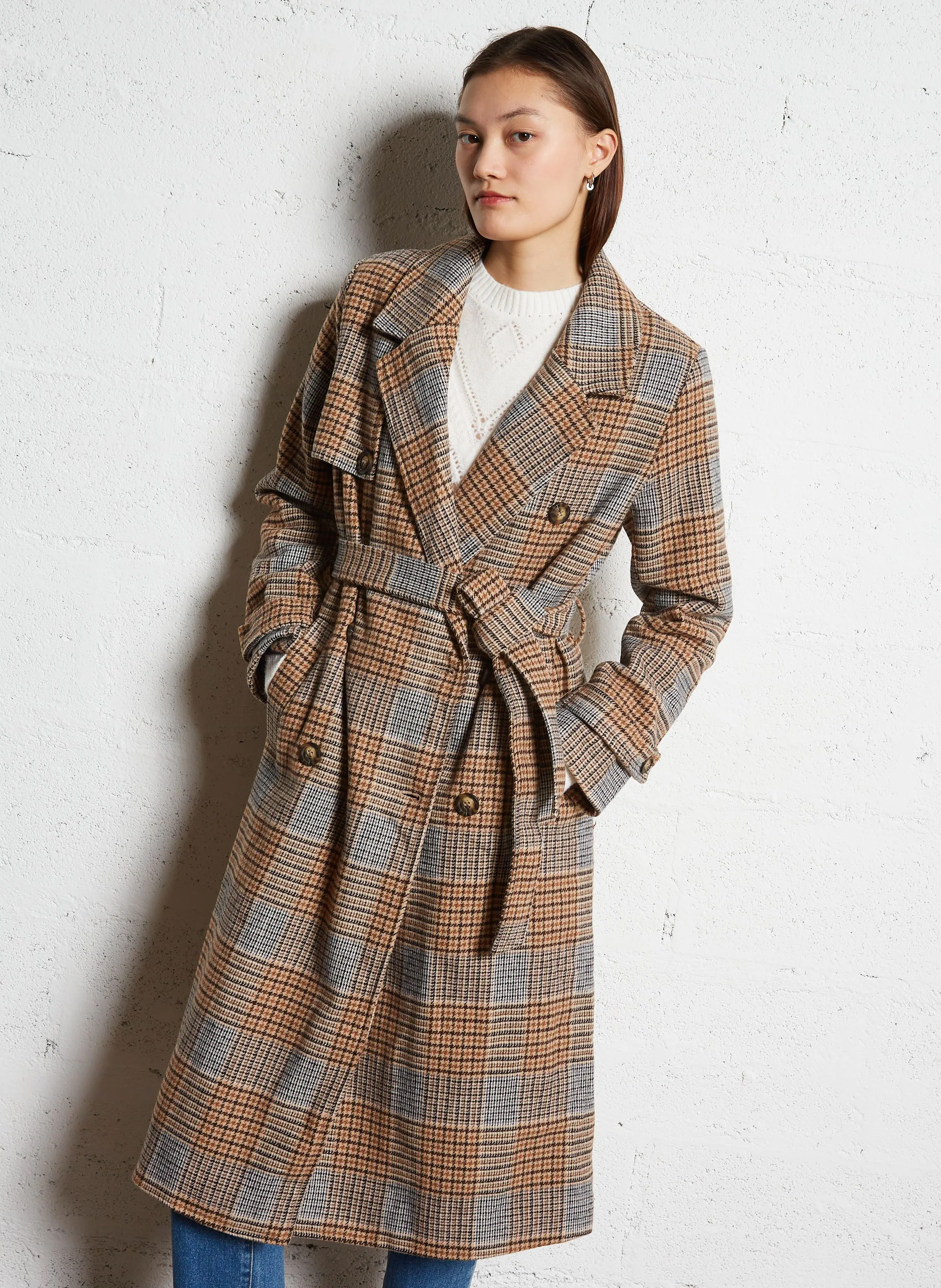  LA PETITE ETOILE   NILAN - Cappotto collo classico a quadri | Marrone