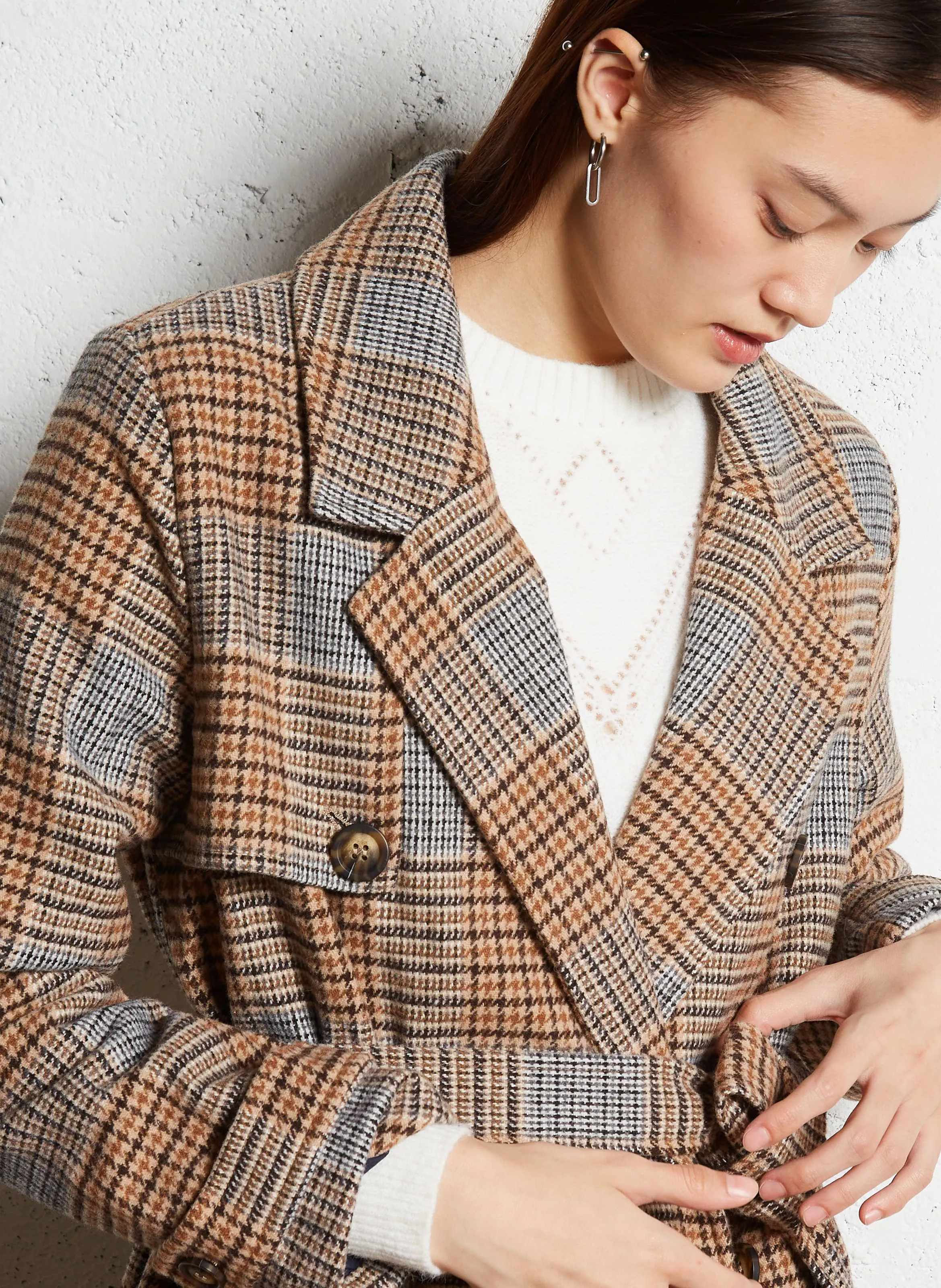  LA PETITE ETOILE   NILAN - Cappotto collo classico a quadri | Marrone
